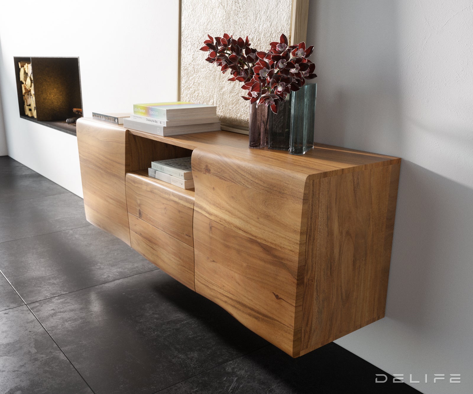 Nova komoda Live Edge, 175X40cm, Material: Akacija