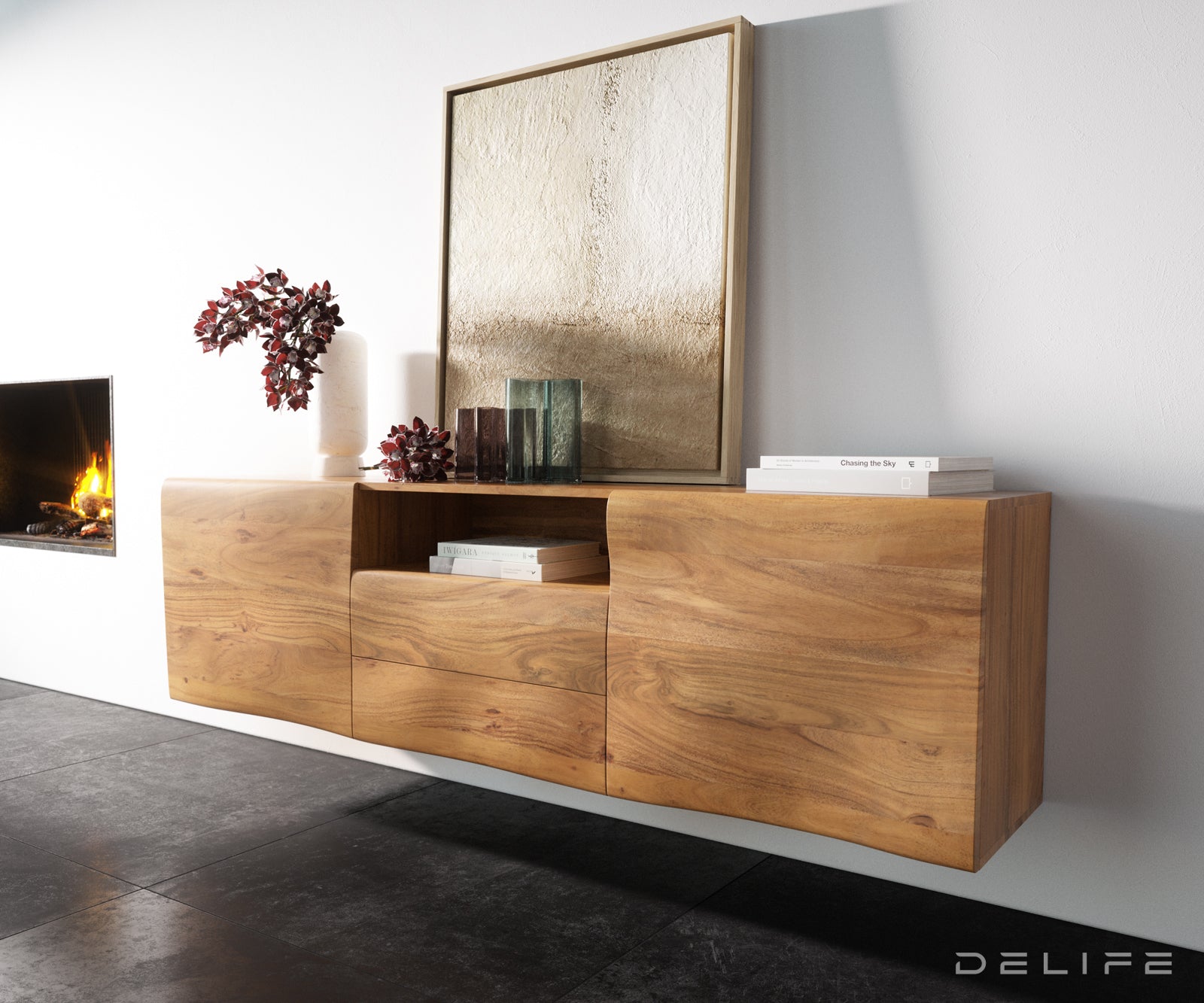 Nova komoda Live Edge, 175X40cm, Material: Akacija