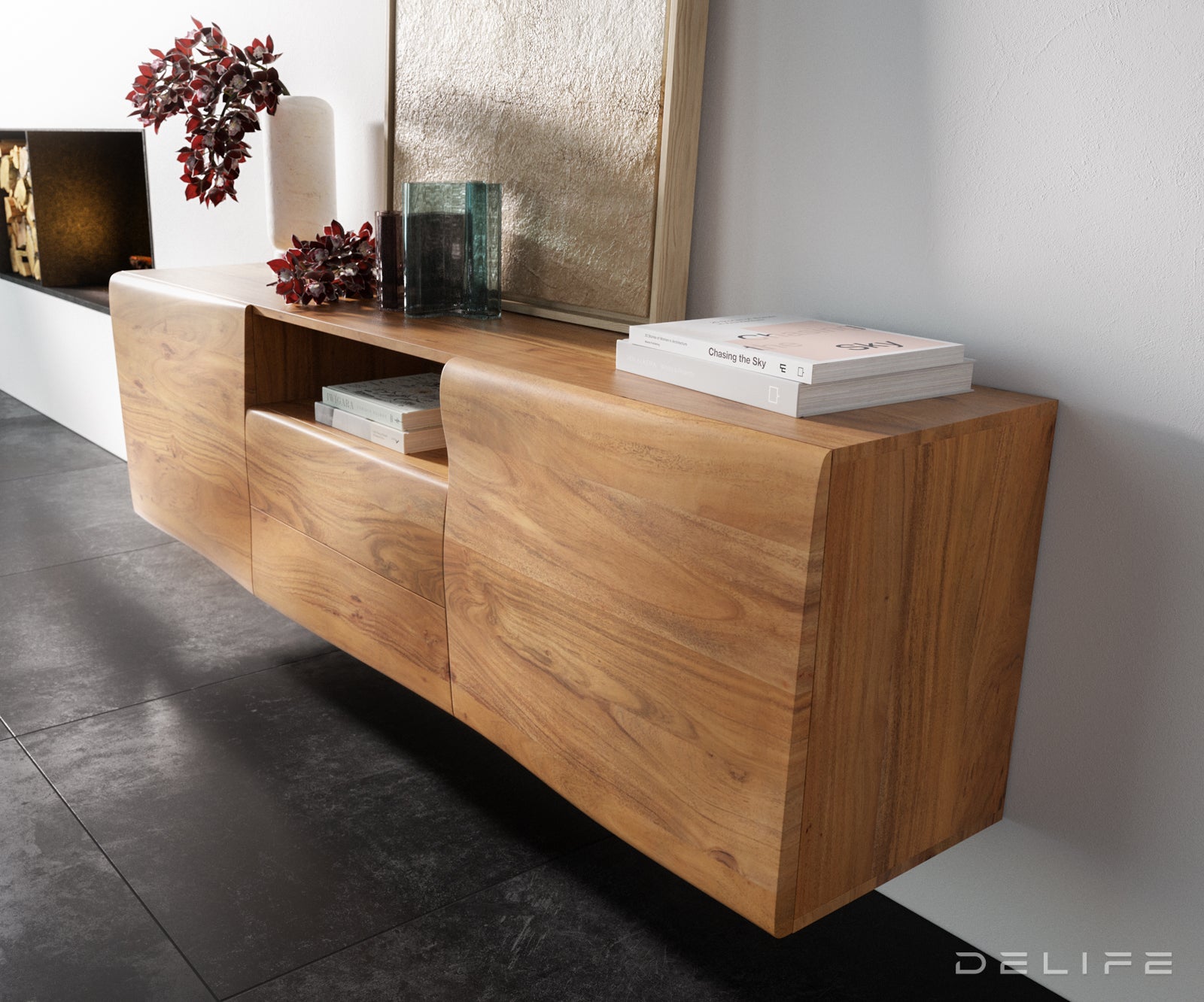 Nova komoda Live Edge, 175X40cm, Material: Akacija