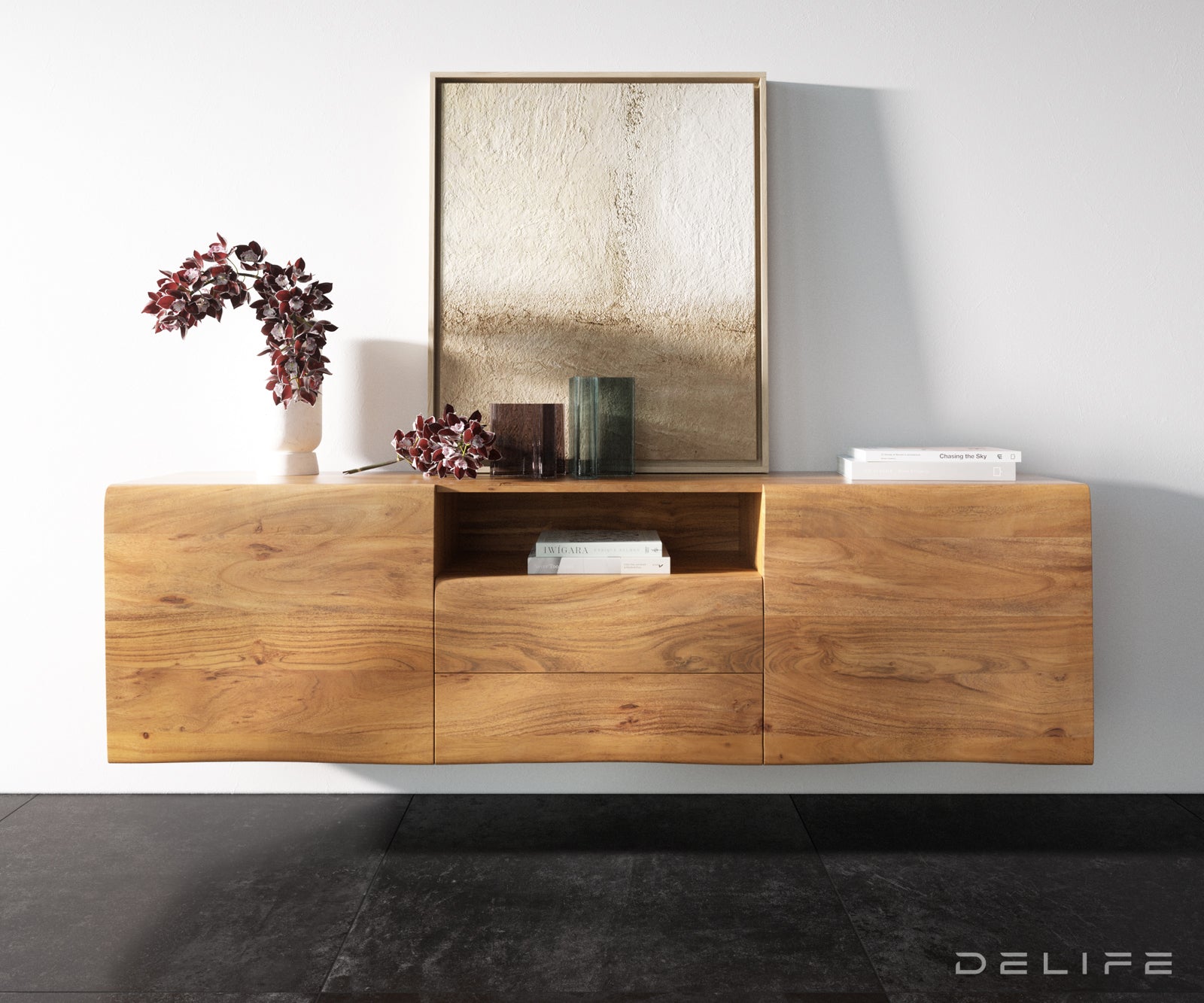 Nova komoda Live Edge, 175X40cm, Material: Akacija