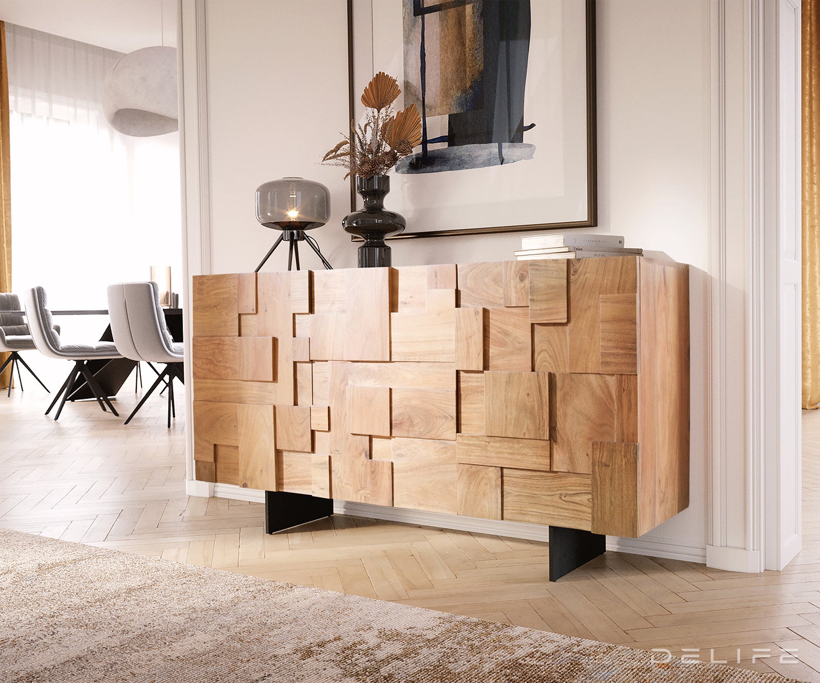 Predalnik s sestavljanko 145x40cm, Material: Akacija