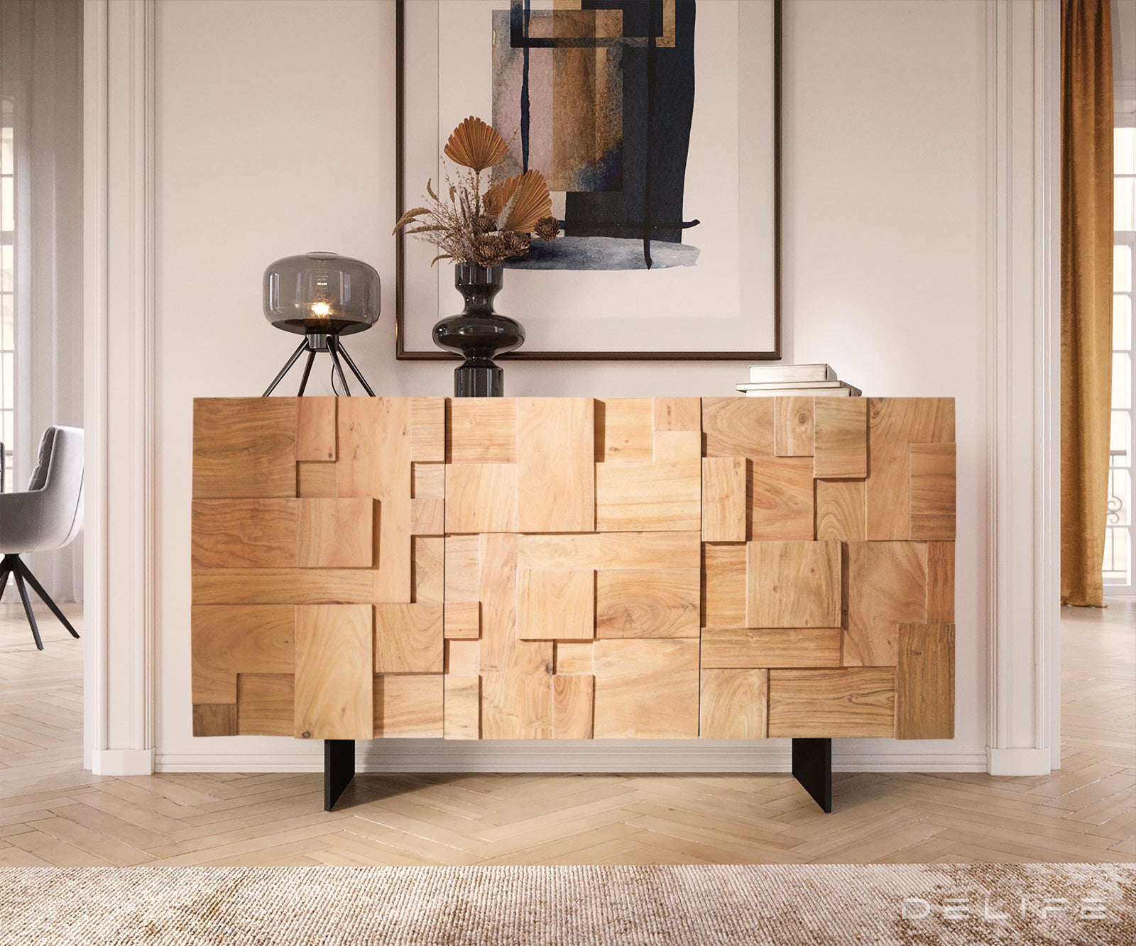 Predalnik s sestavljanko 145x40cm, Material: Akacija