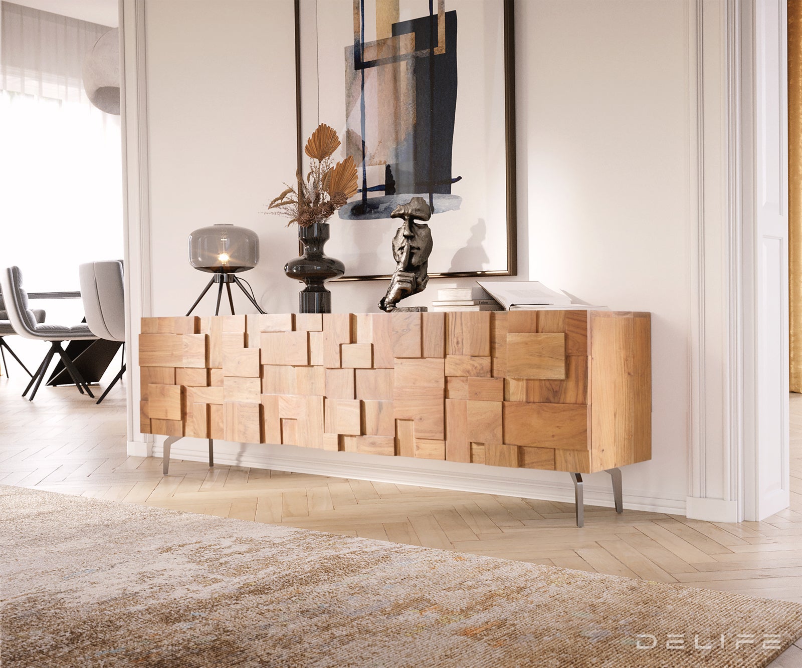 Sestavljanka TV omarica 175x35cm, Material: Akacija