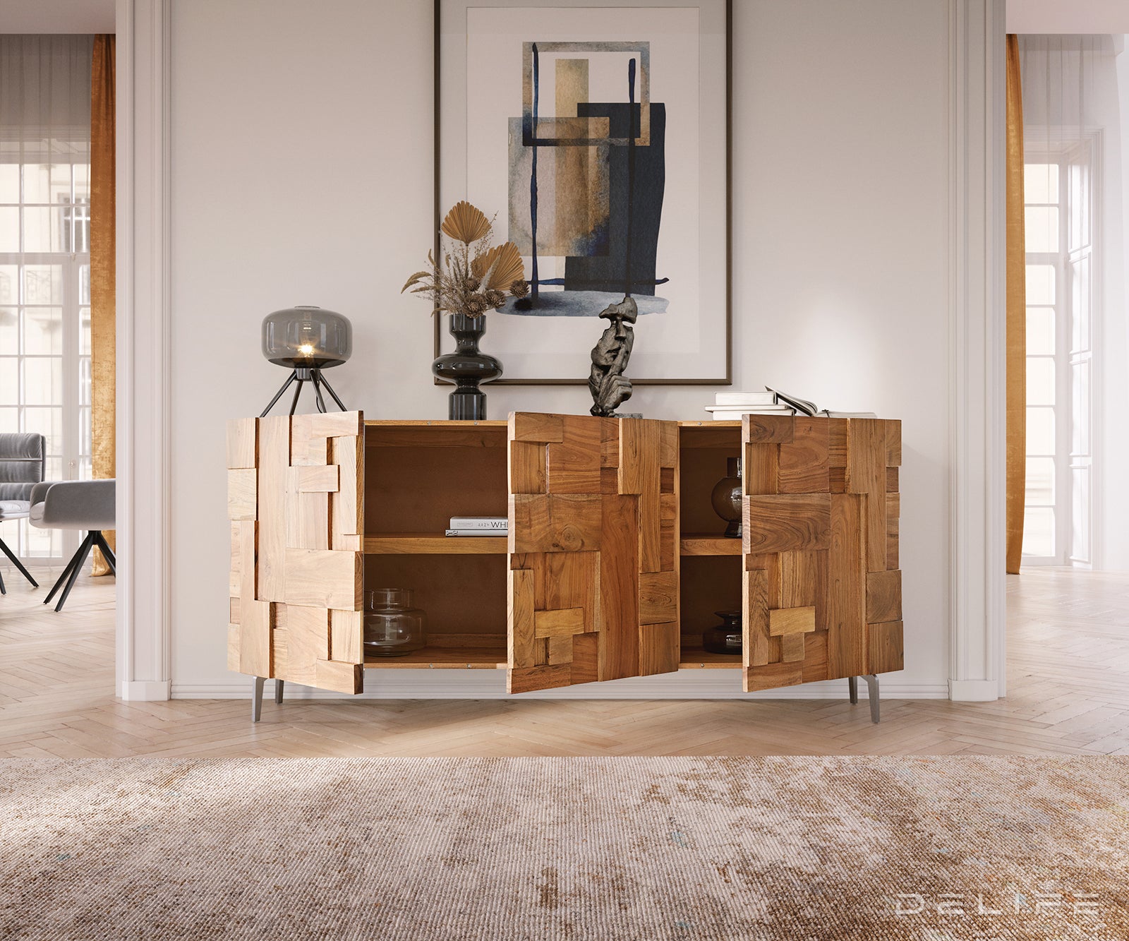 Komoda s predalnikom, 175x40cm, Material: Akacija