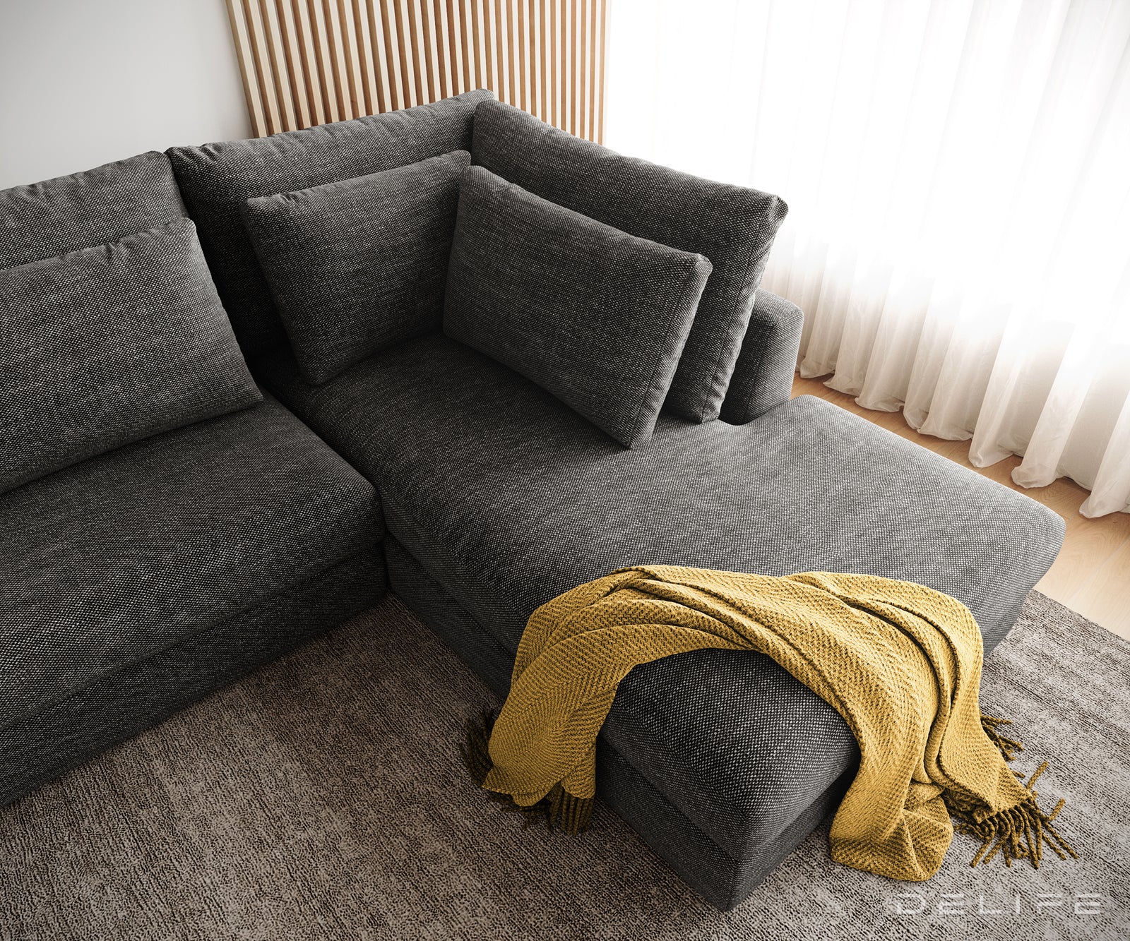 Kotna sedežna garnitura Isla 331x226cm, Material: Šenil