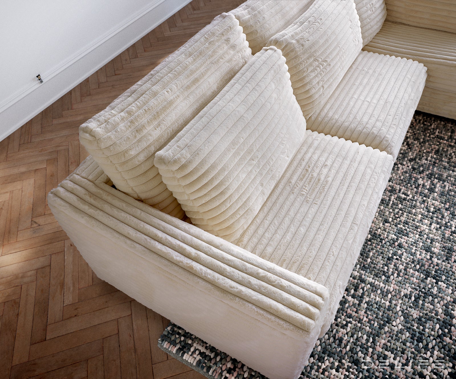 Kotna garnitura Isla 331x226cm, Material: Plišasto rebrasto blago