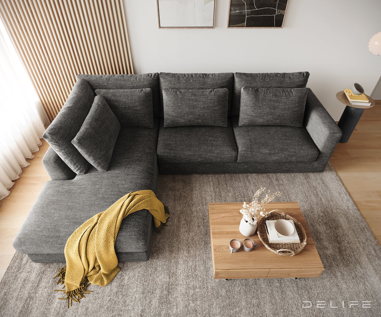 Kotna sedežna garnitura Isla 331x226cm, Material: Šenil