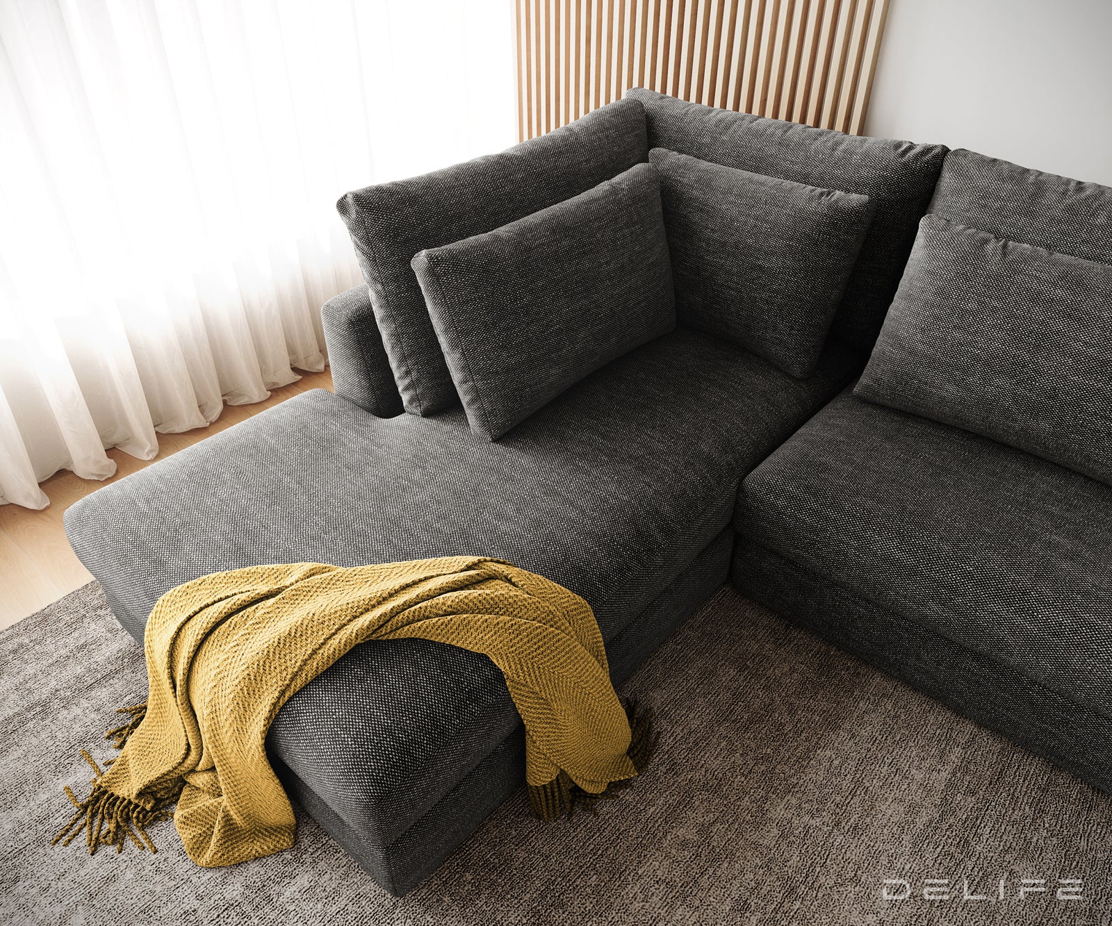 Kotna sedežna garnitura Isla 331x226cm, Material: Šenil