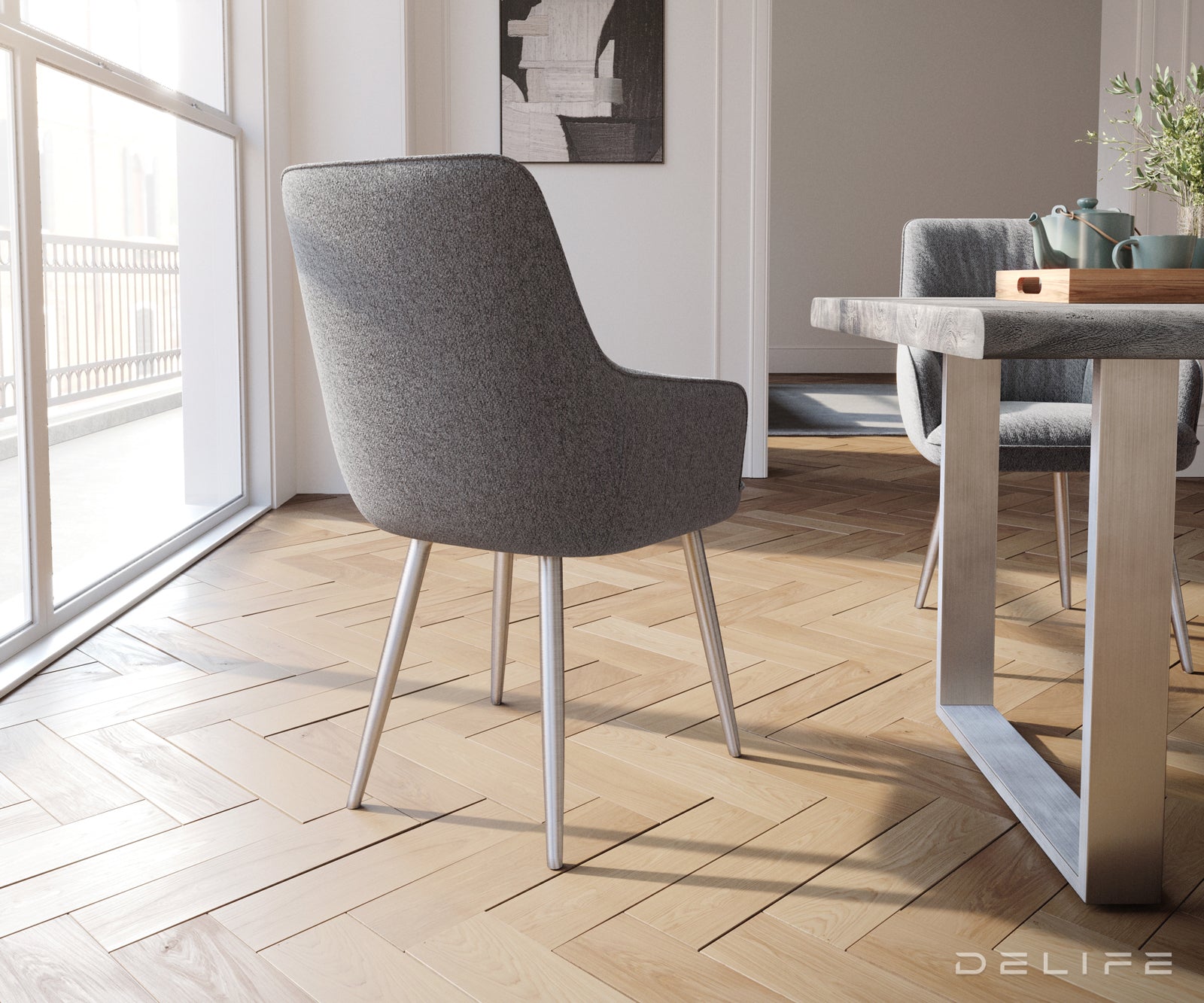 Jedilni stol Zelia, Material: Strukturirana tkanina 