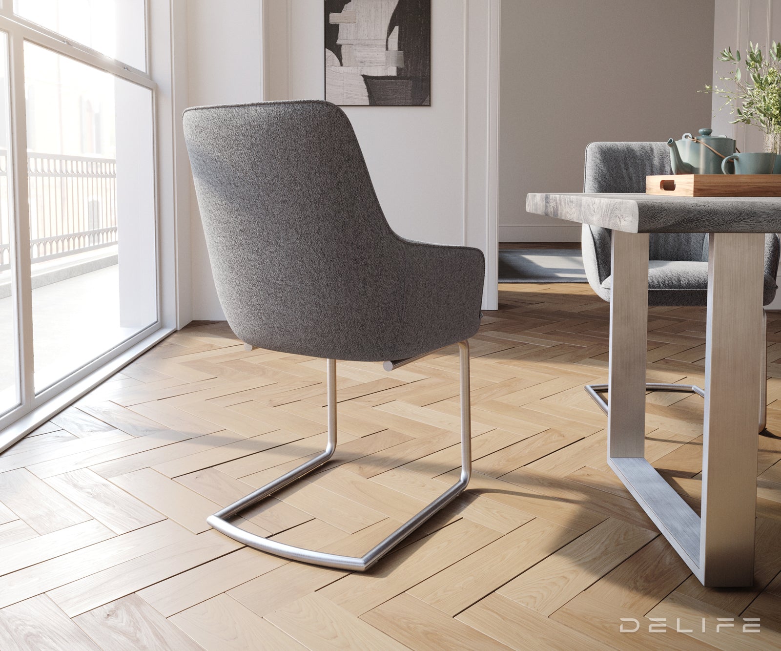 Jedilni stol Zelia, Material: Strukturirana tkanina 