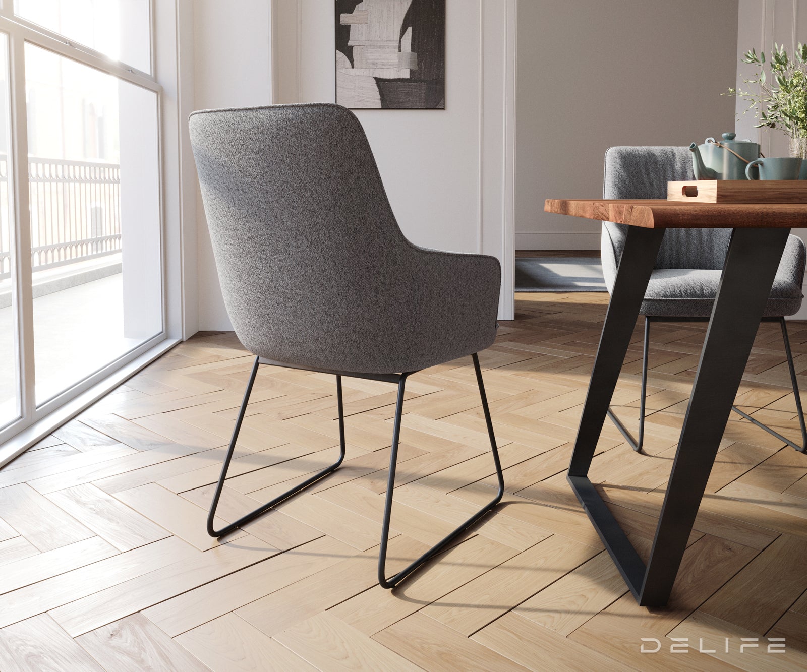 Jedilni stol Zelia, Material: Strukturirana tkanina 