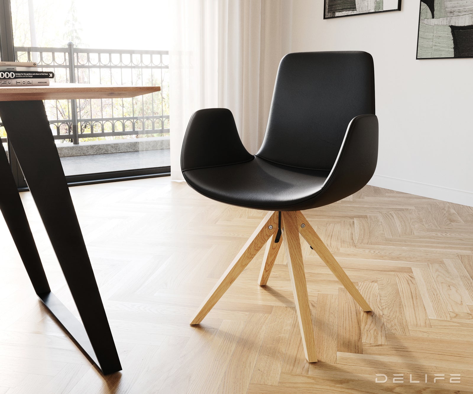 Jedilni stol Ilia, Material: Usnje