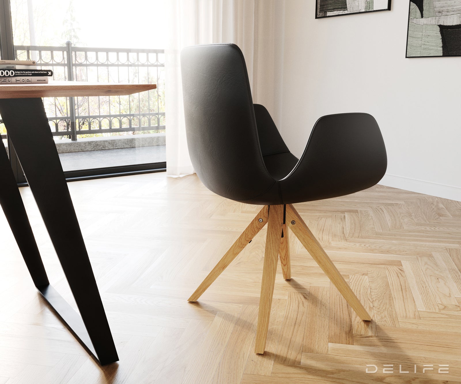 Jedilni stol Ilia, Material: Usnje