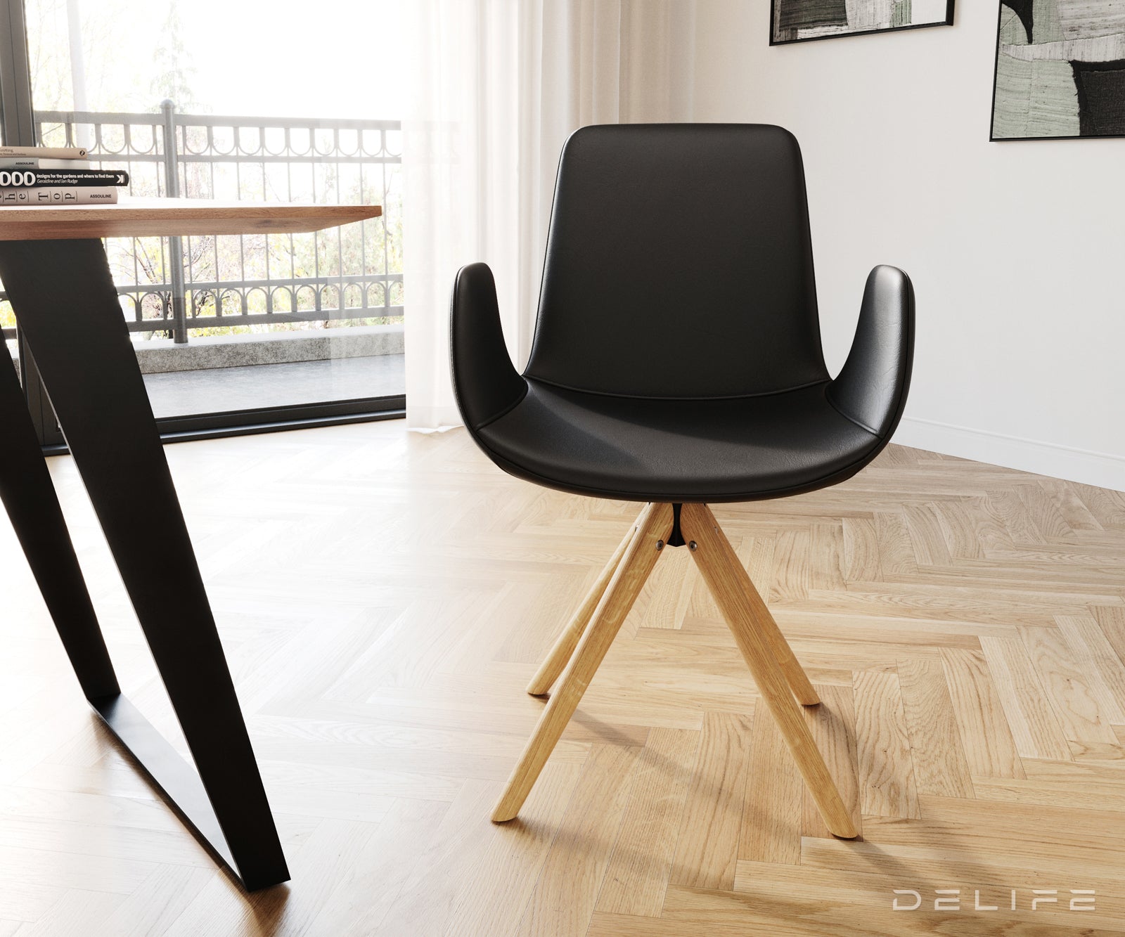 Jedilni stol Ilia, Material: Usnje