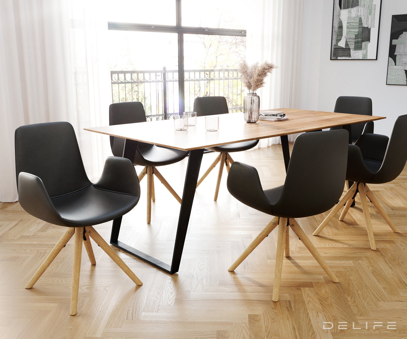 Jedilni stol Ilia, Material: Usnje