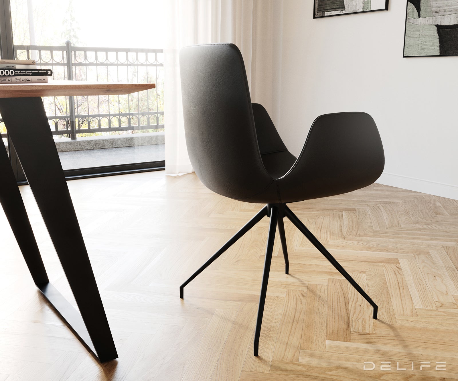 Jedilni stol Ilia, Material: Usnje