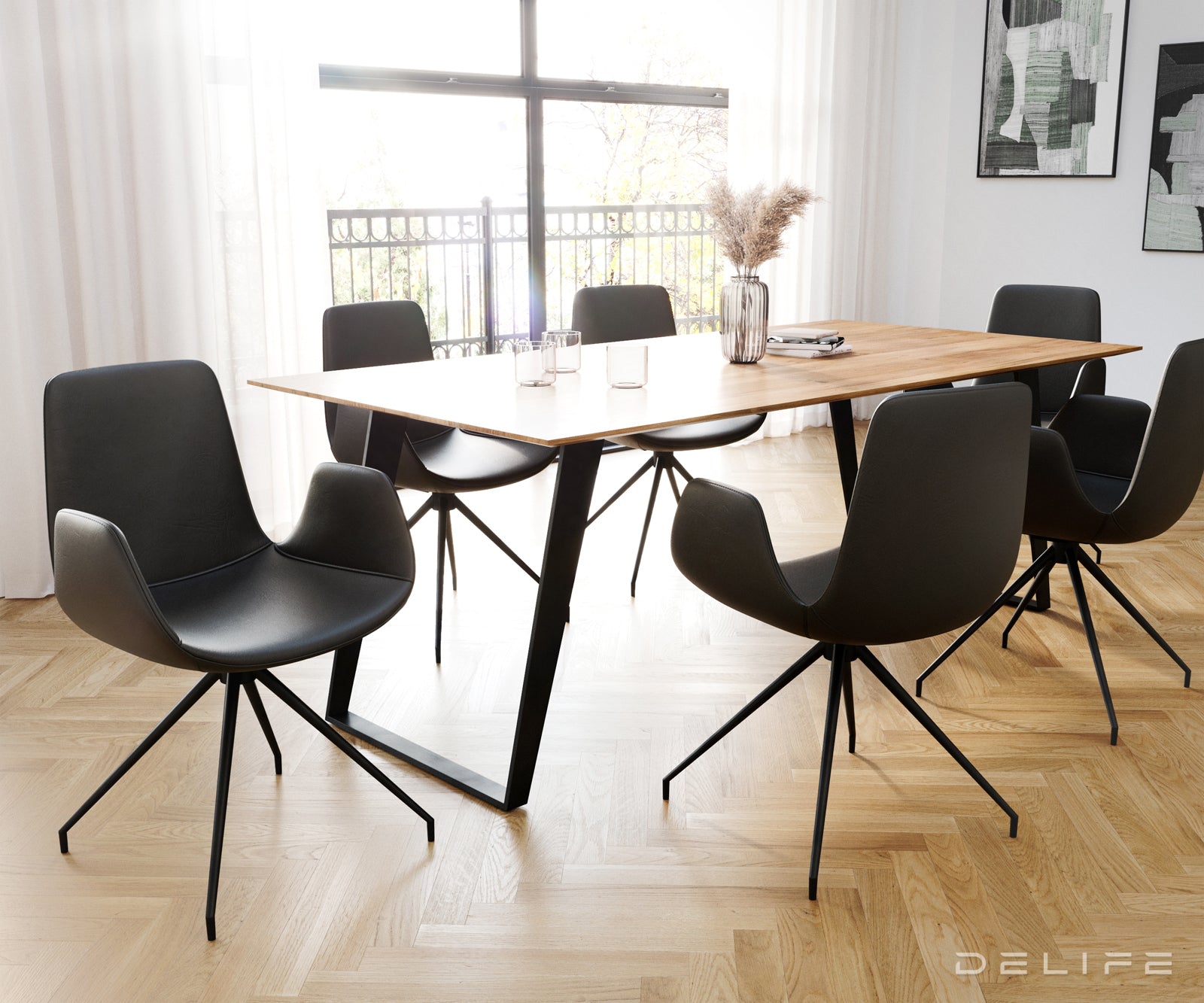 Jedilni stol Ilia, Material: Usnje