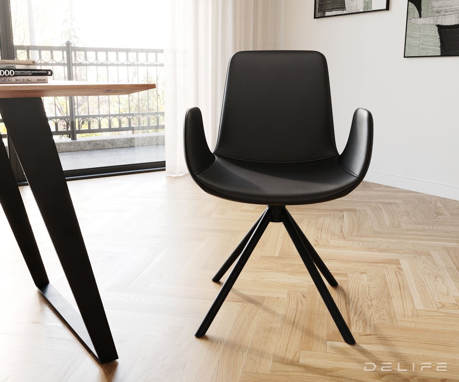 Jedilni stol Ilia, Material: Usnje