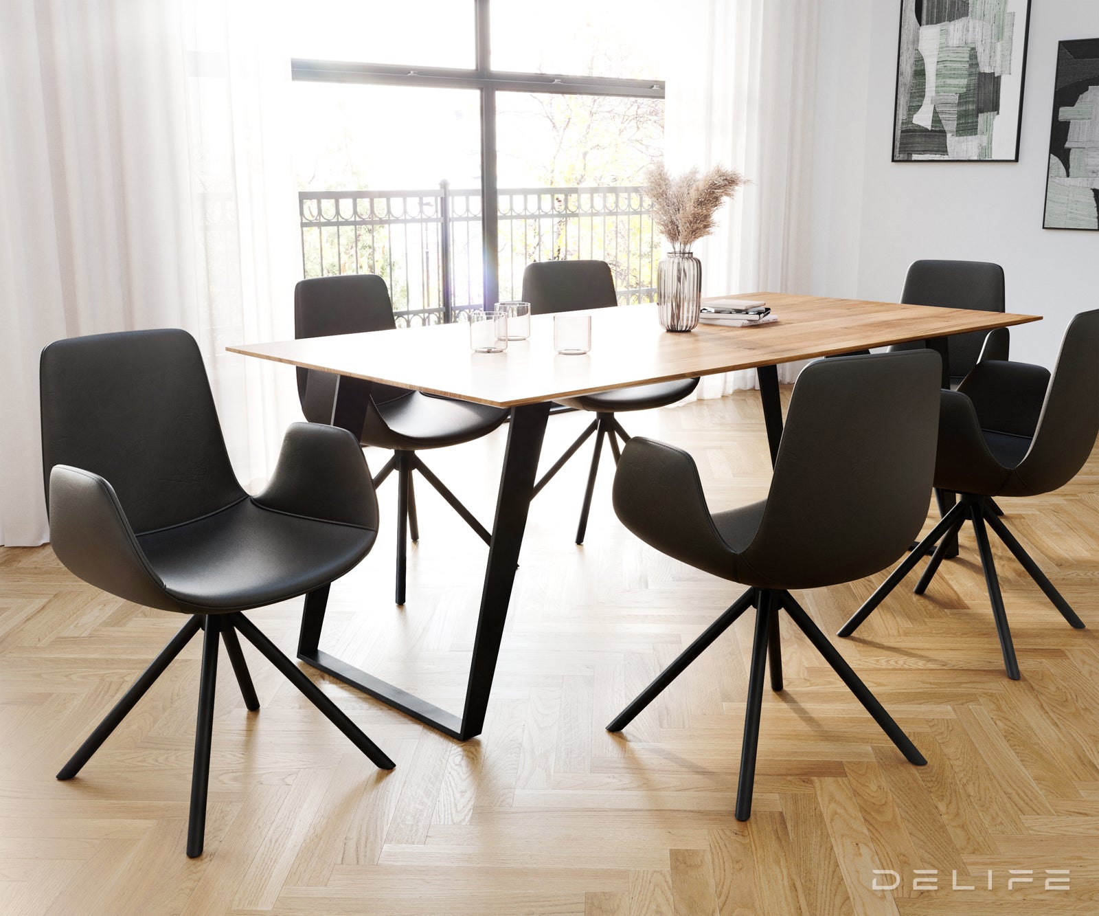 Jedilni stol Ilia, Material: Usnje