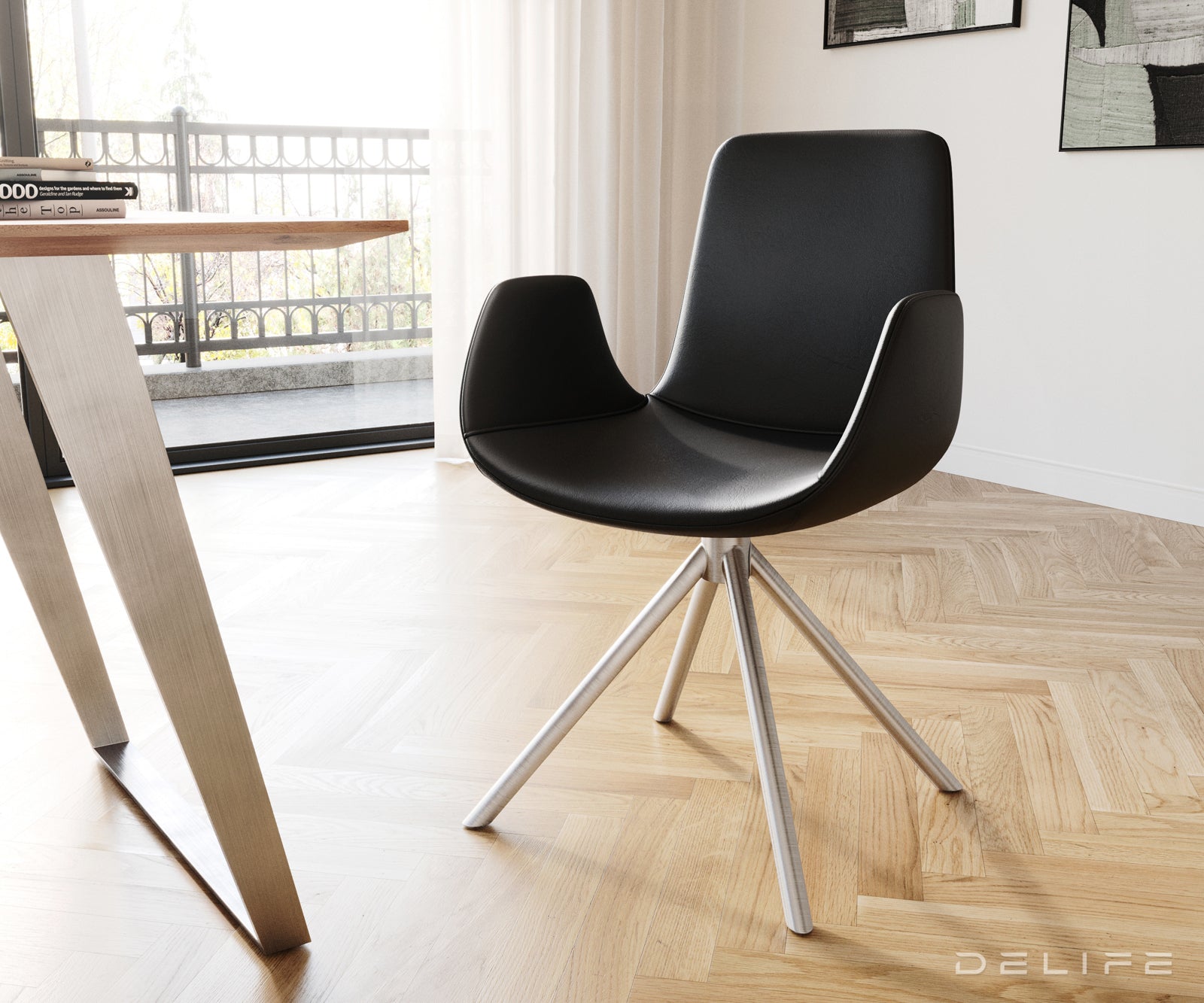 Jedilni stol Ilia, Material: Usnje