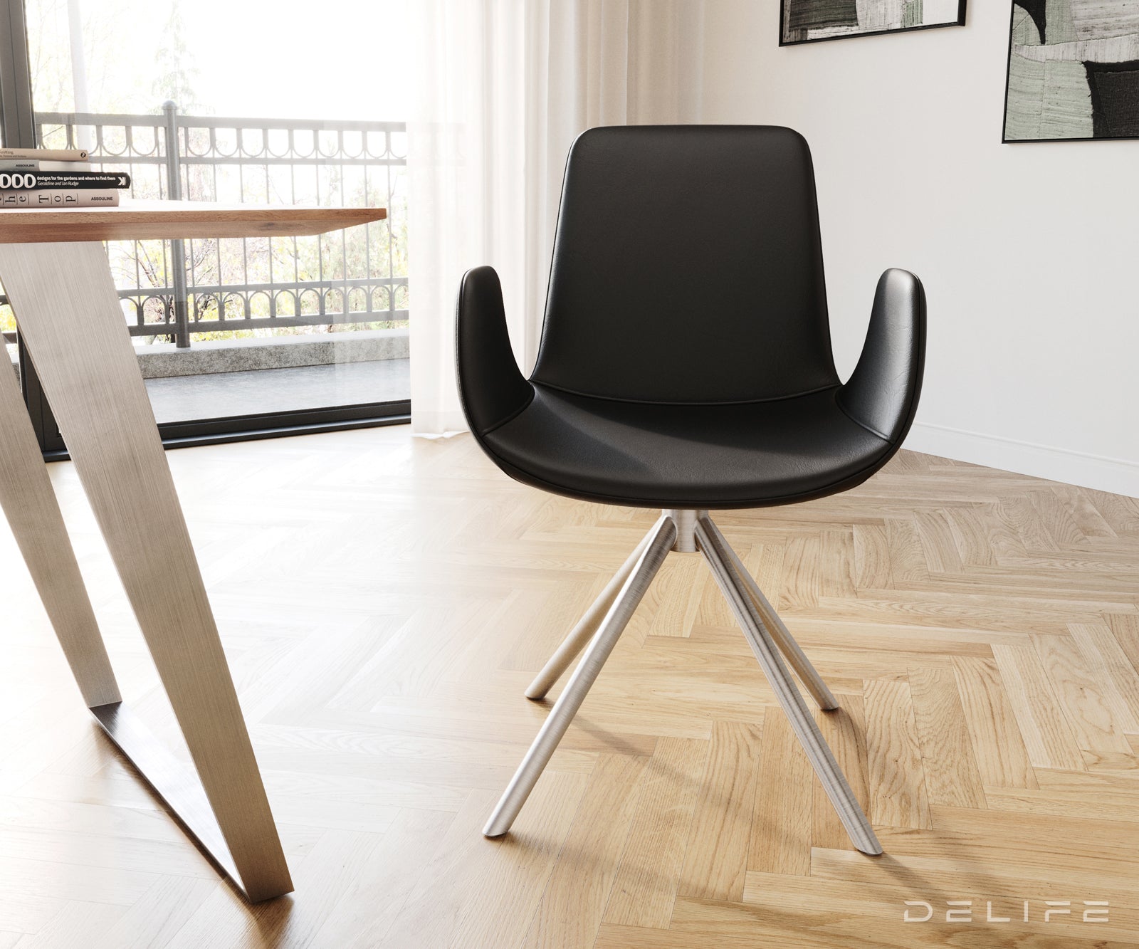 Jedilni stol Ilia, Material: Usnje