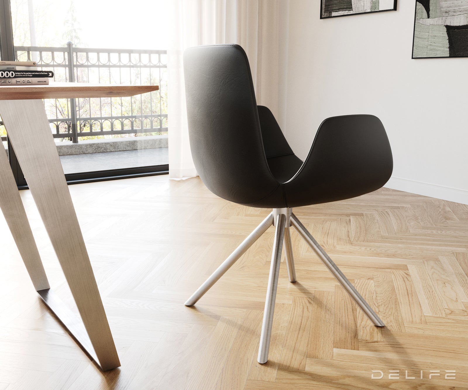 Jedilni stol Ilia, Material: Usnje