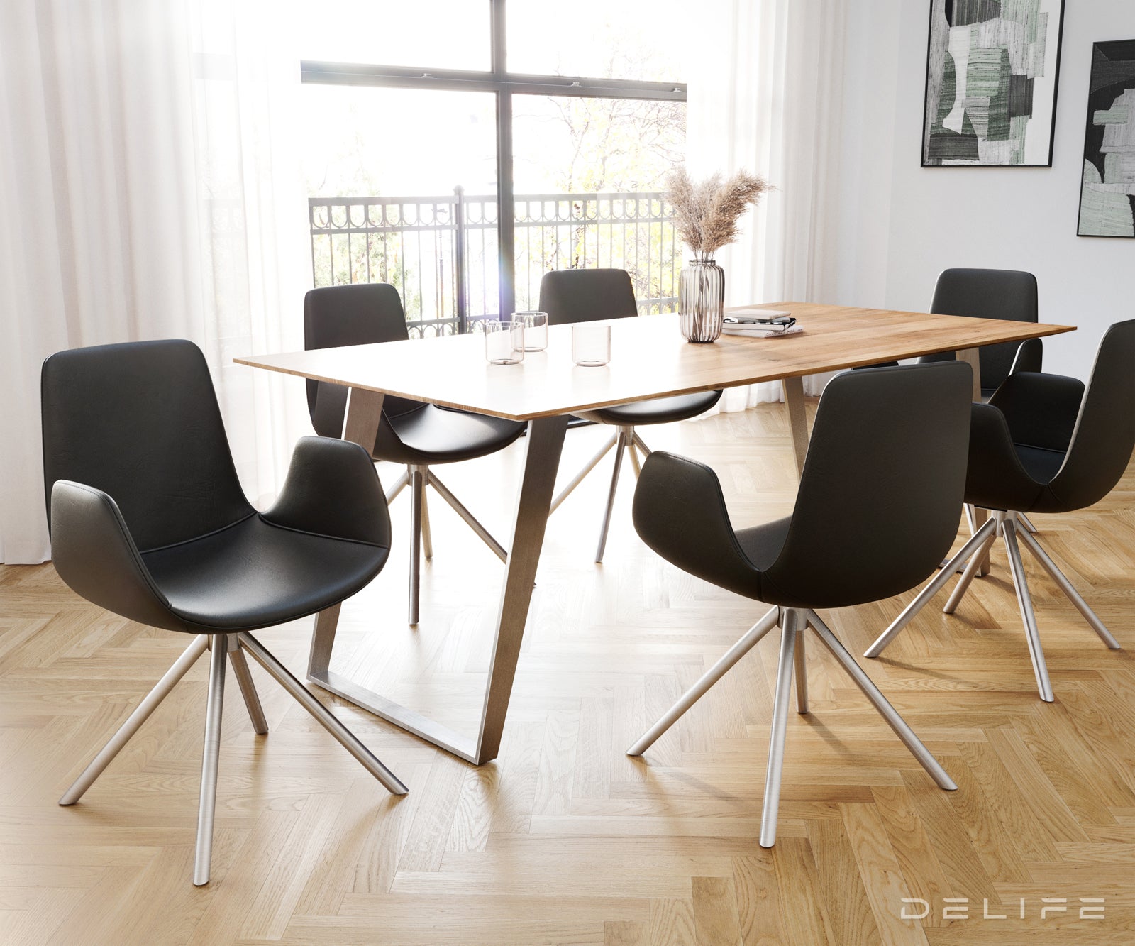 Jedilni stol Ilia, Material: Usnje