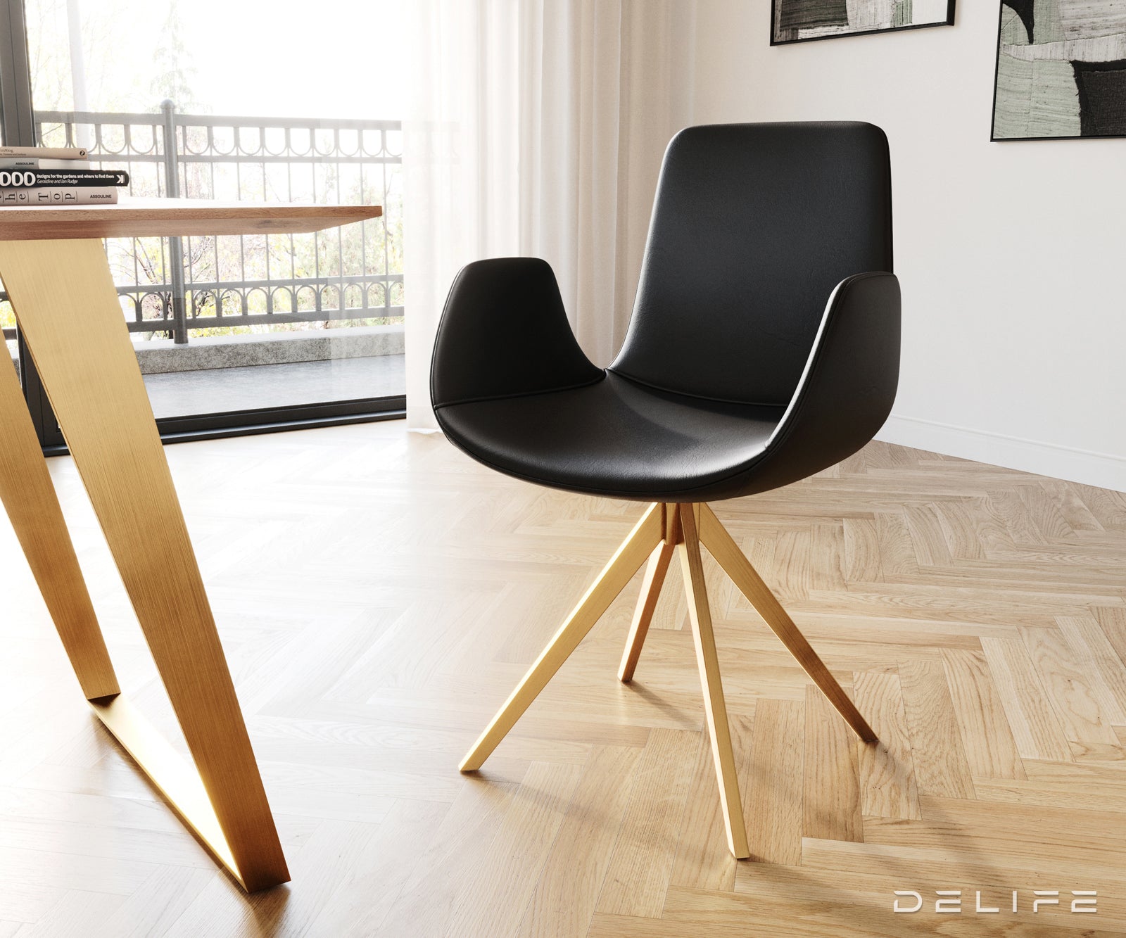 Jedilni stol Ilia, Material: Usnje