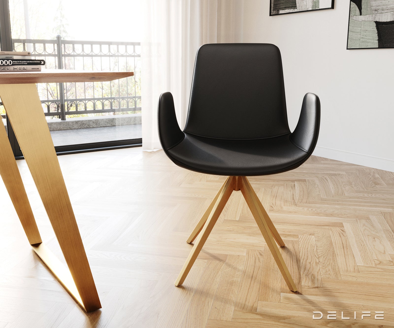 Jedilni stol Ilia, Material: Usnje