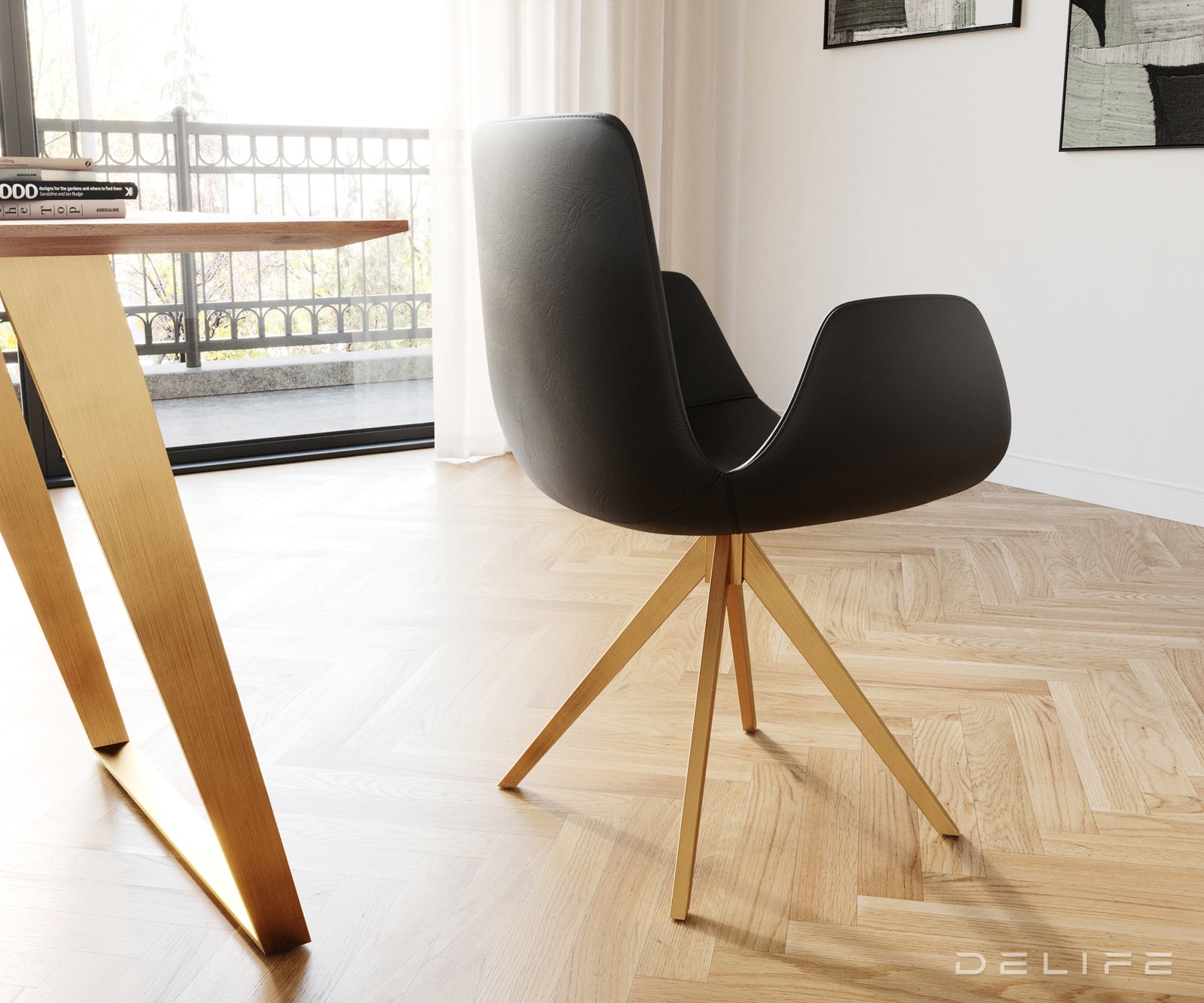 Jedilni stol Ilia, Material: Usnje