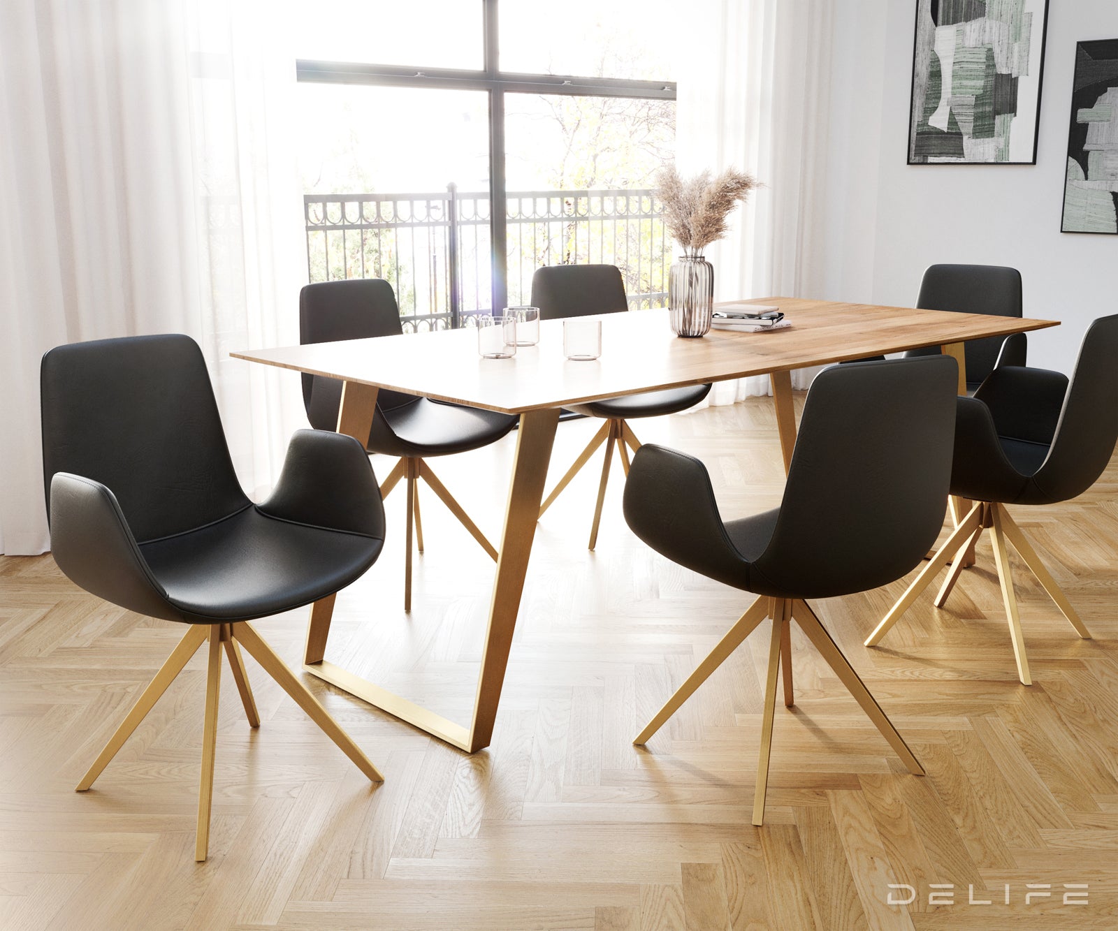 Jedilni stol Ilia, Material: Usnje