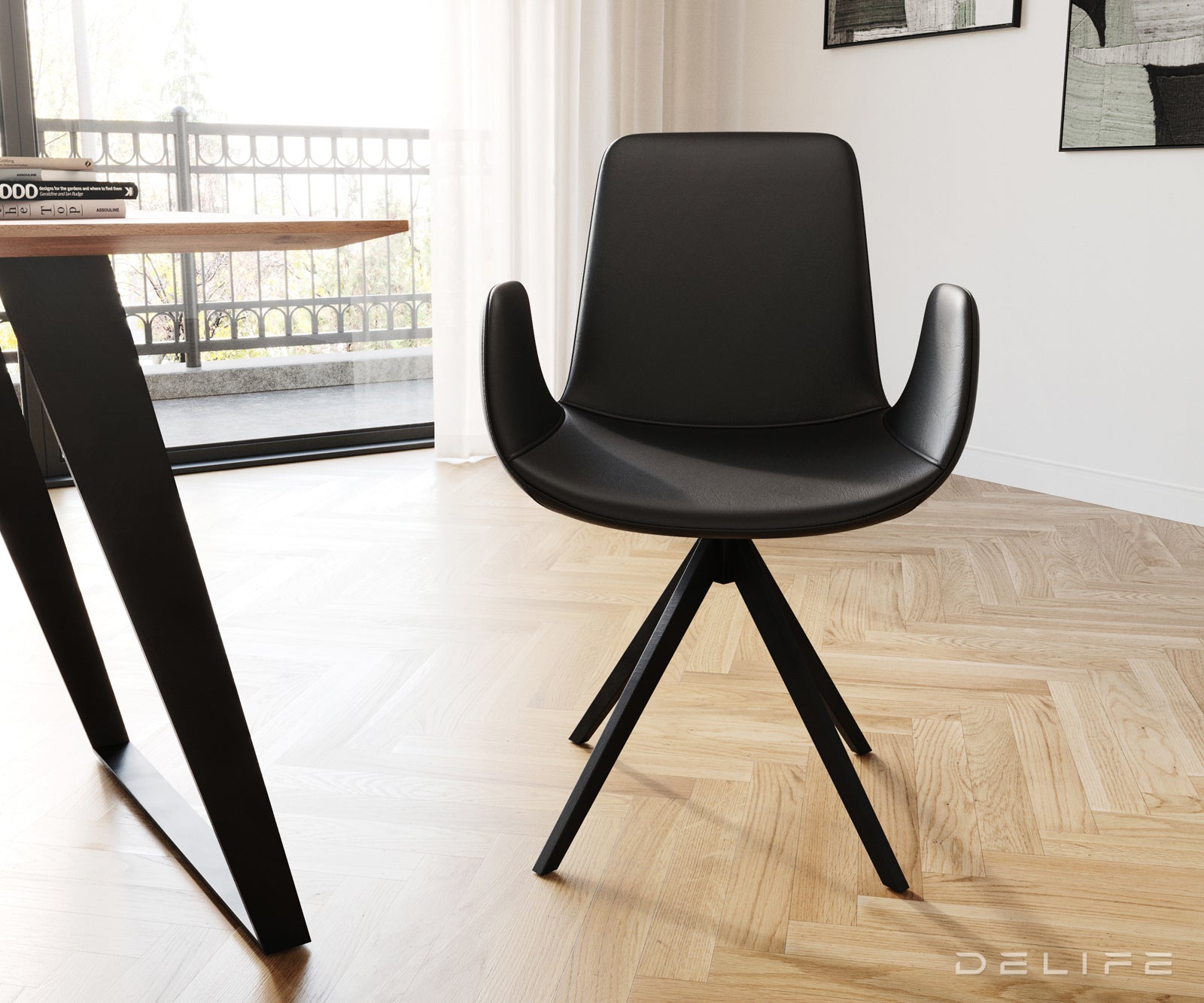 Jedilni stol Ilia, Material: Usnje