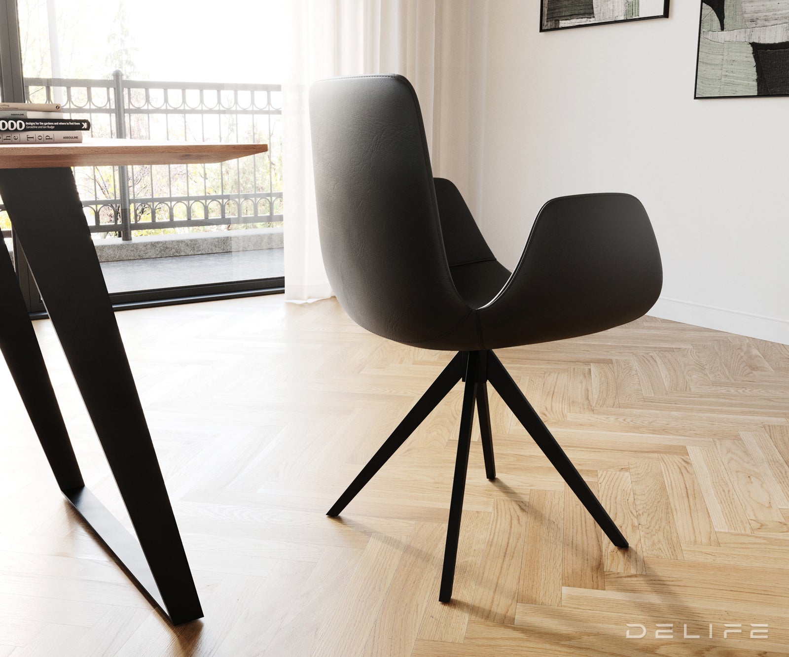 Jedilni stol Ilia, Material: Usnje