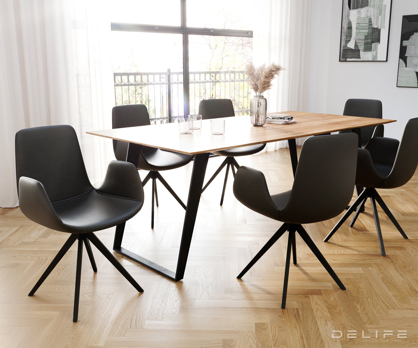 Jedilni stol Ilia, Material: Usnje