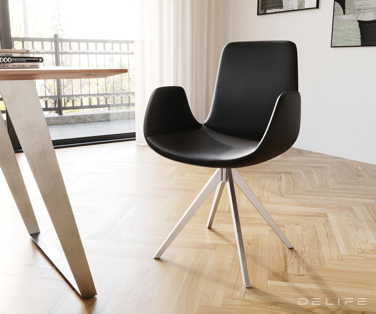 Jedilni stol Ilia, Material: Usnje