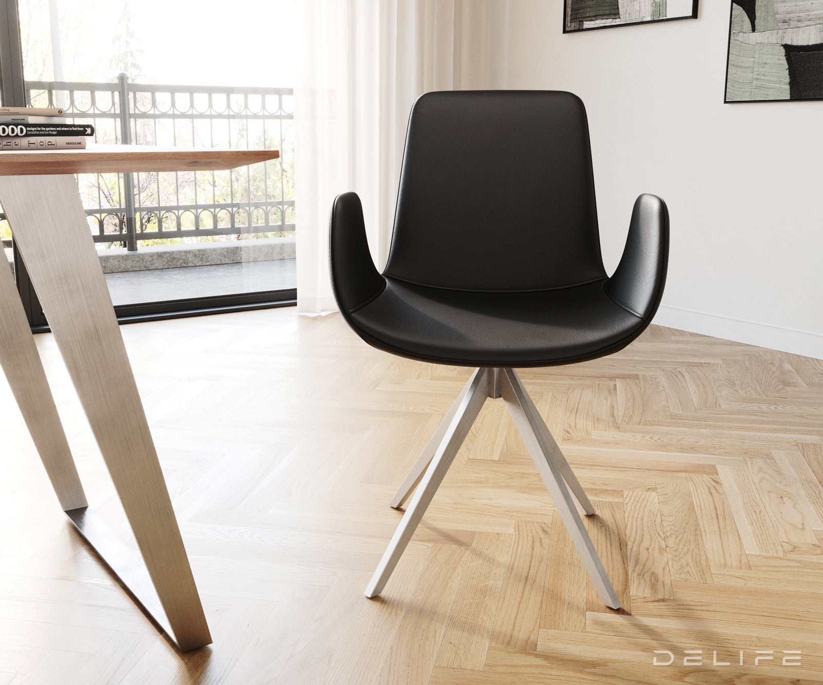 Jedilni stol Ilia, Material: Usnje