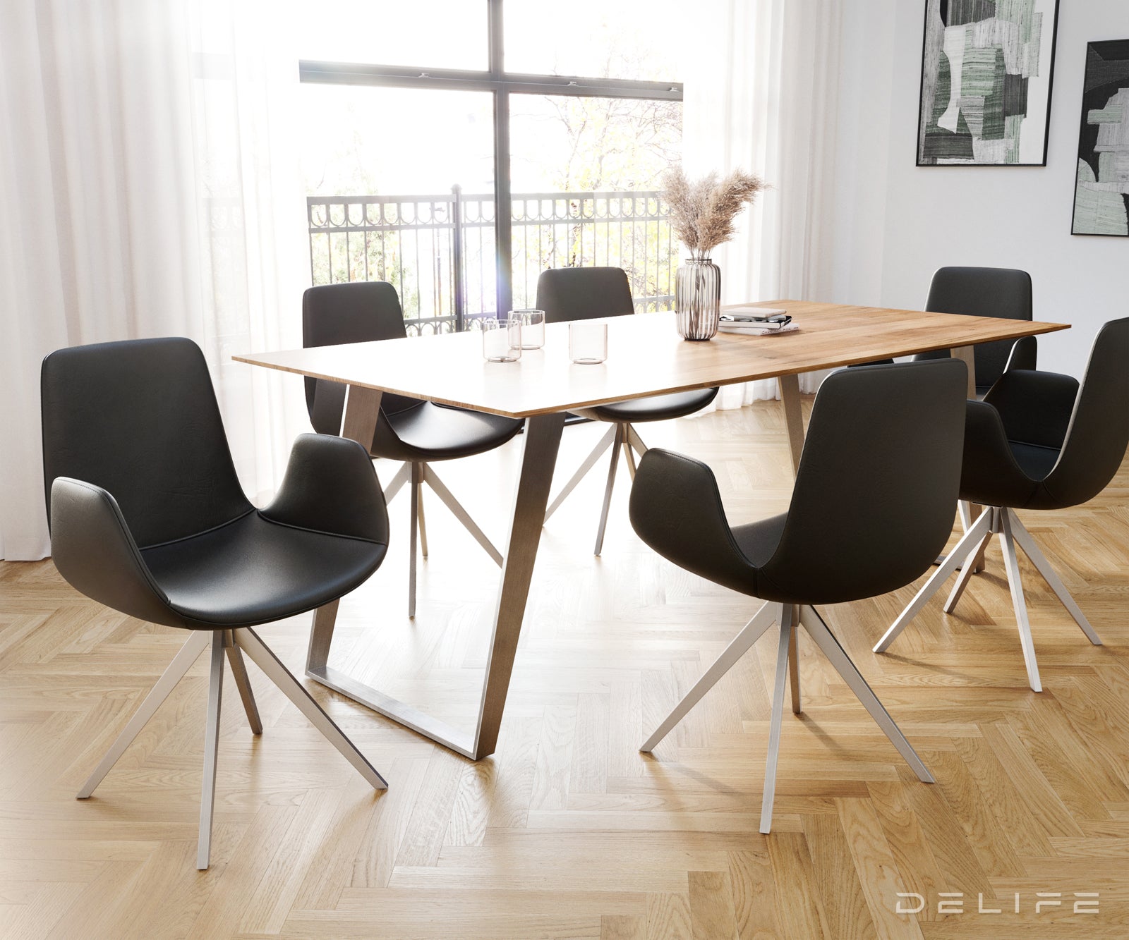 Jedilni stol Ilia, Material: Usnje