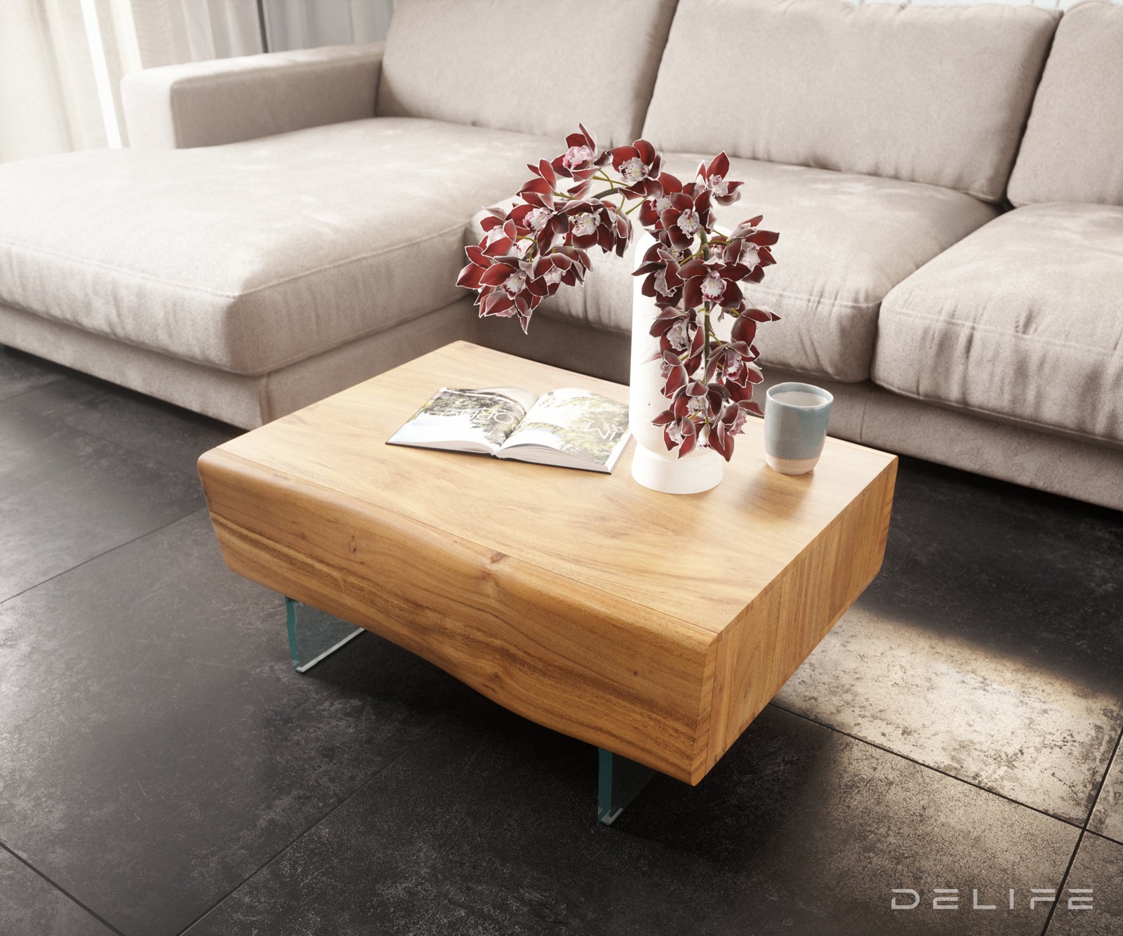 Nova klubska mizica Live-Edge, material: akacija