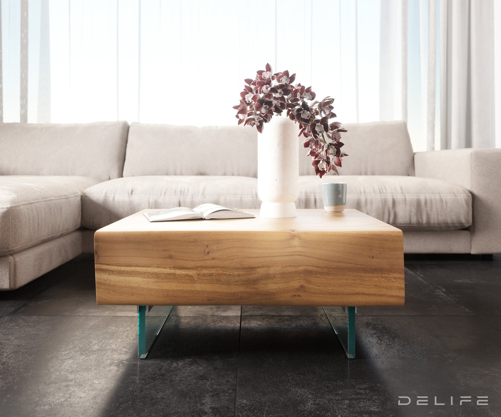 Nova klubska mizica Live-Edge, material: akacija