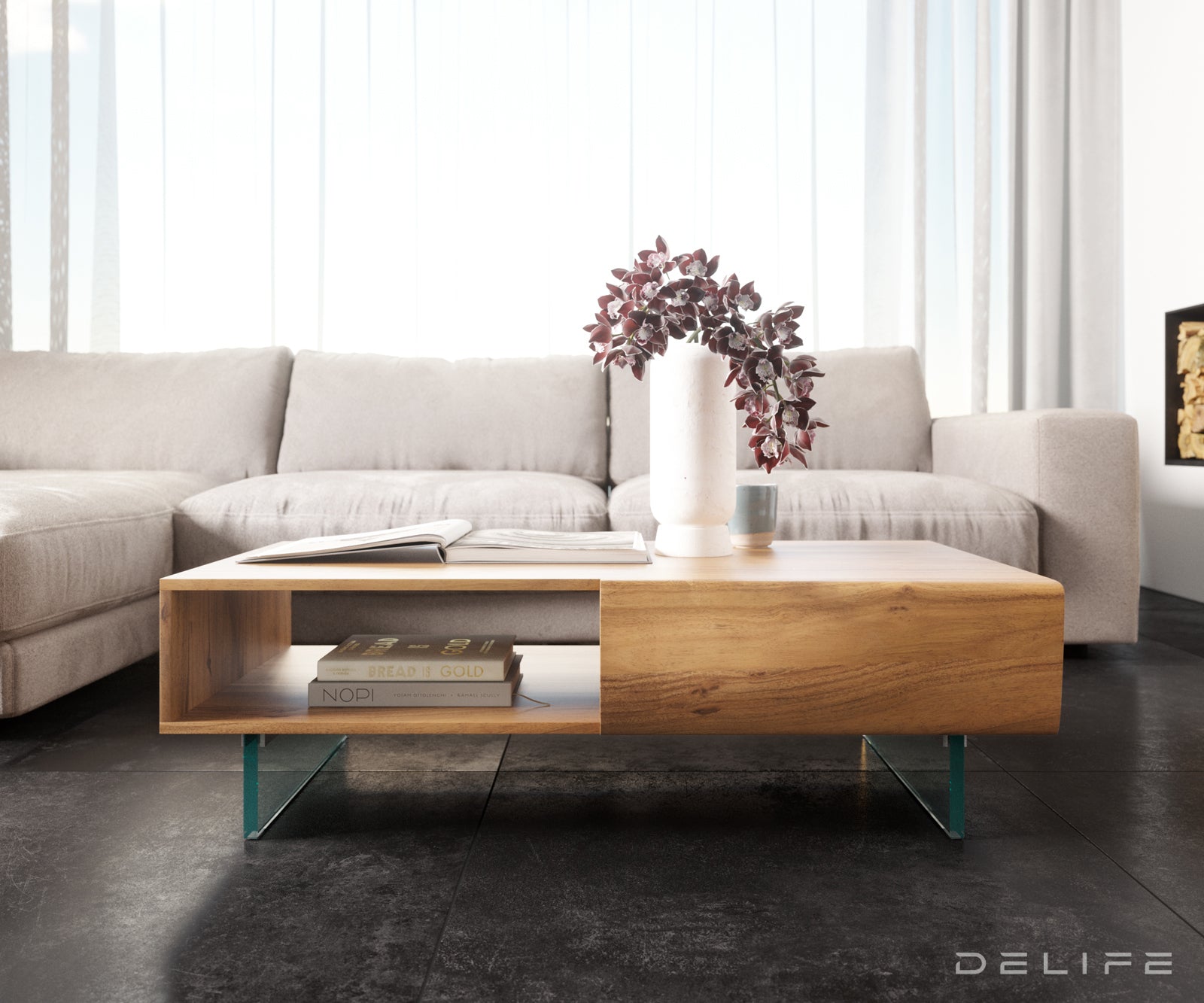 Nova klubska mizica Live-Edge, material: akacija