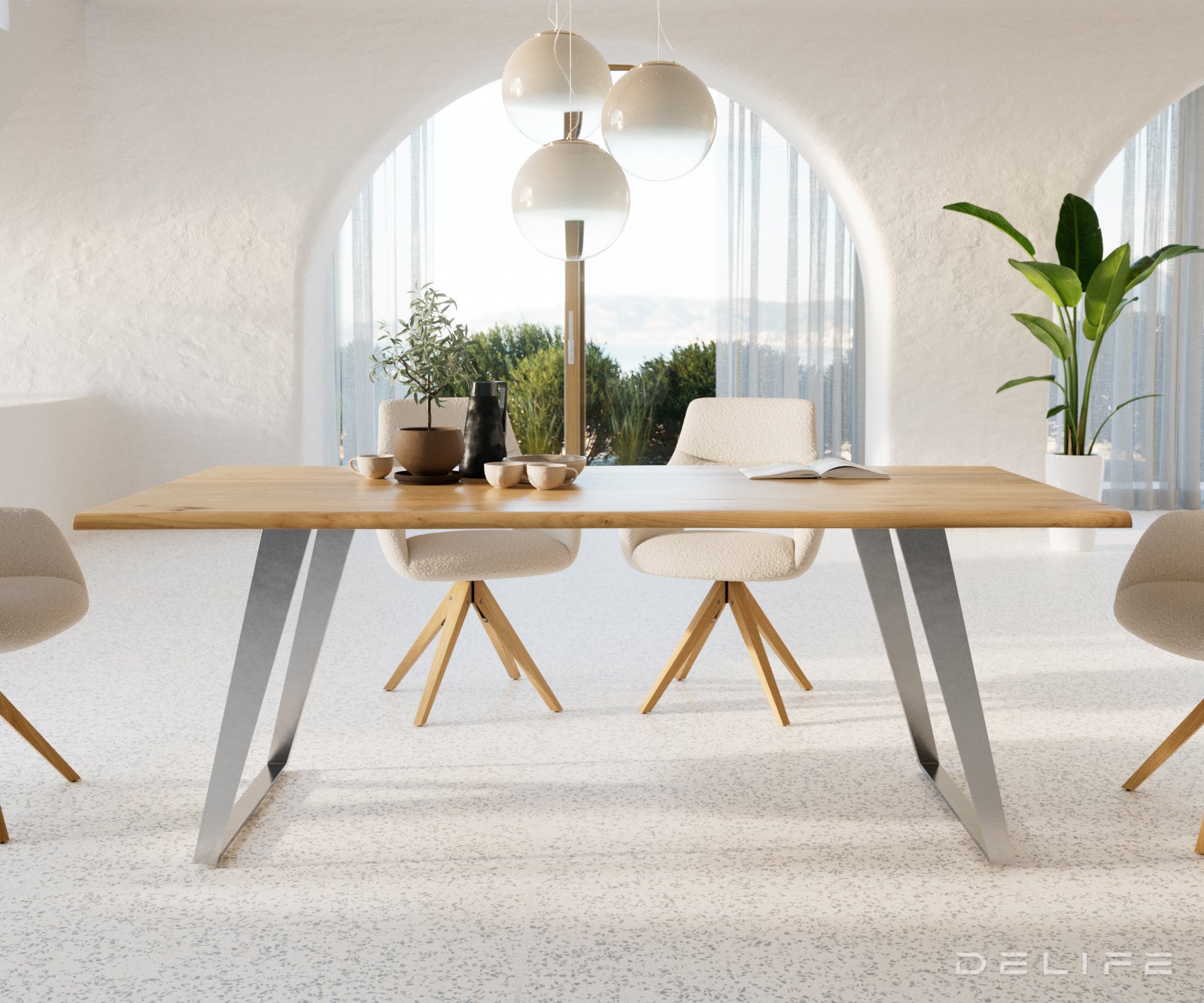 Jedilna miza Rob 200x100cm, Material: Hrast, Debelina mizne plošče: 3,2cm