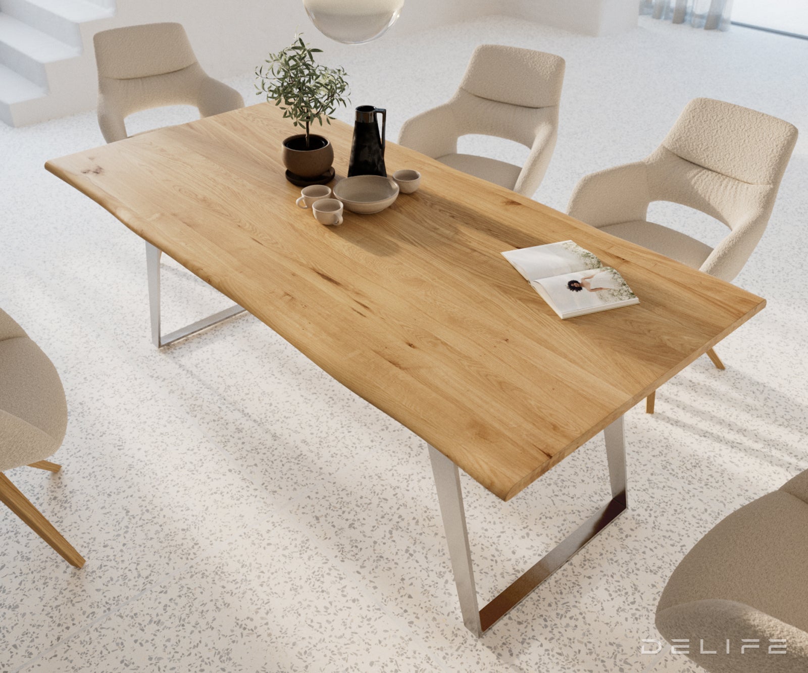 Jedilna miza Rob 200x100cm, Material: Hrast, Debelina mizne plošče: 3,2cm