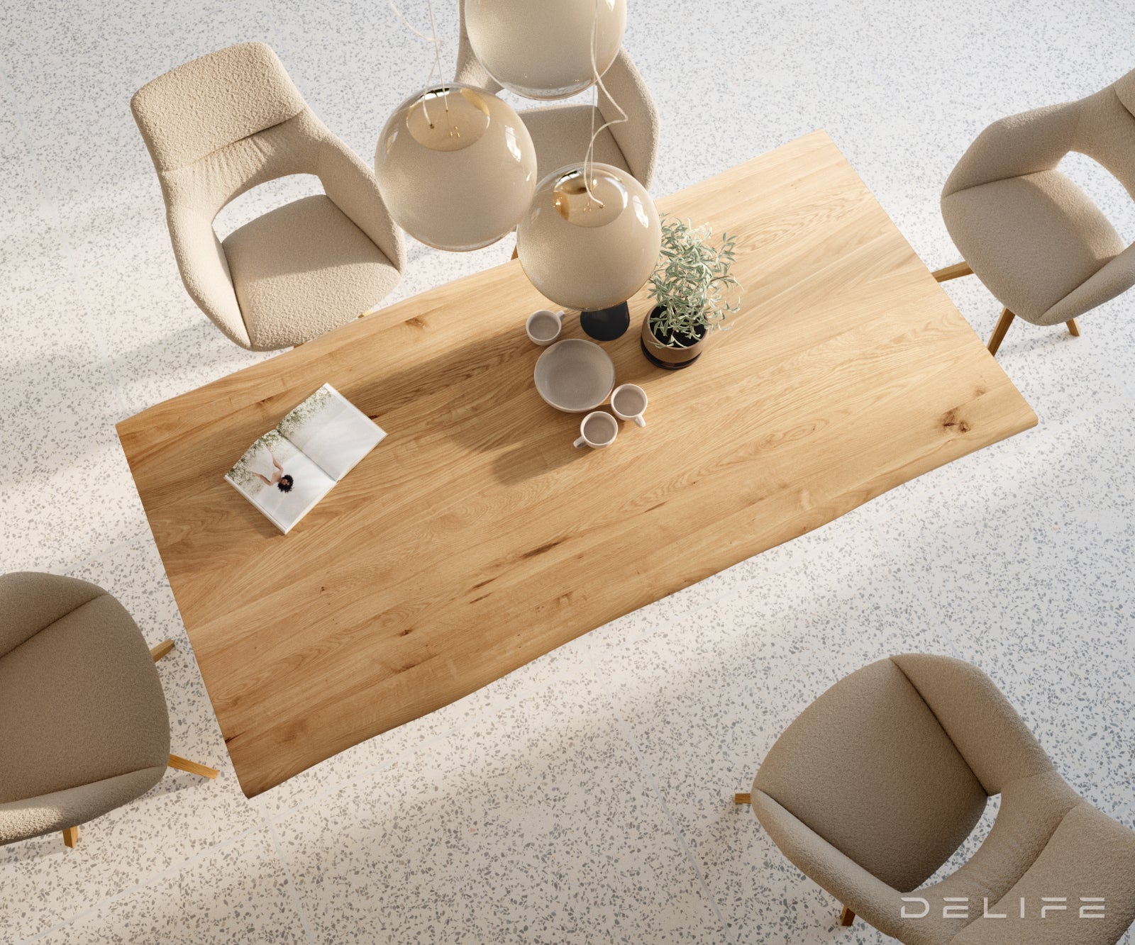 Jedilna miza Rob 200x100cm, Material: Hrast, Debelina mizne plošče: 3,2cm