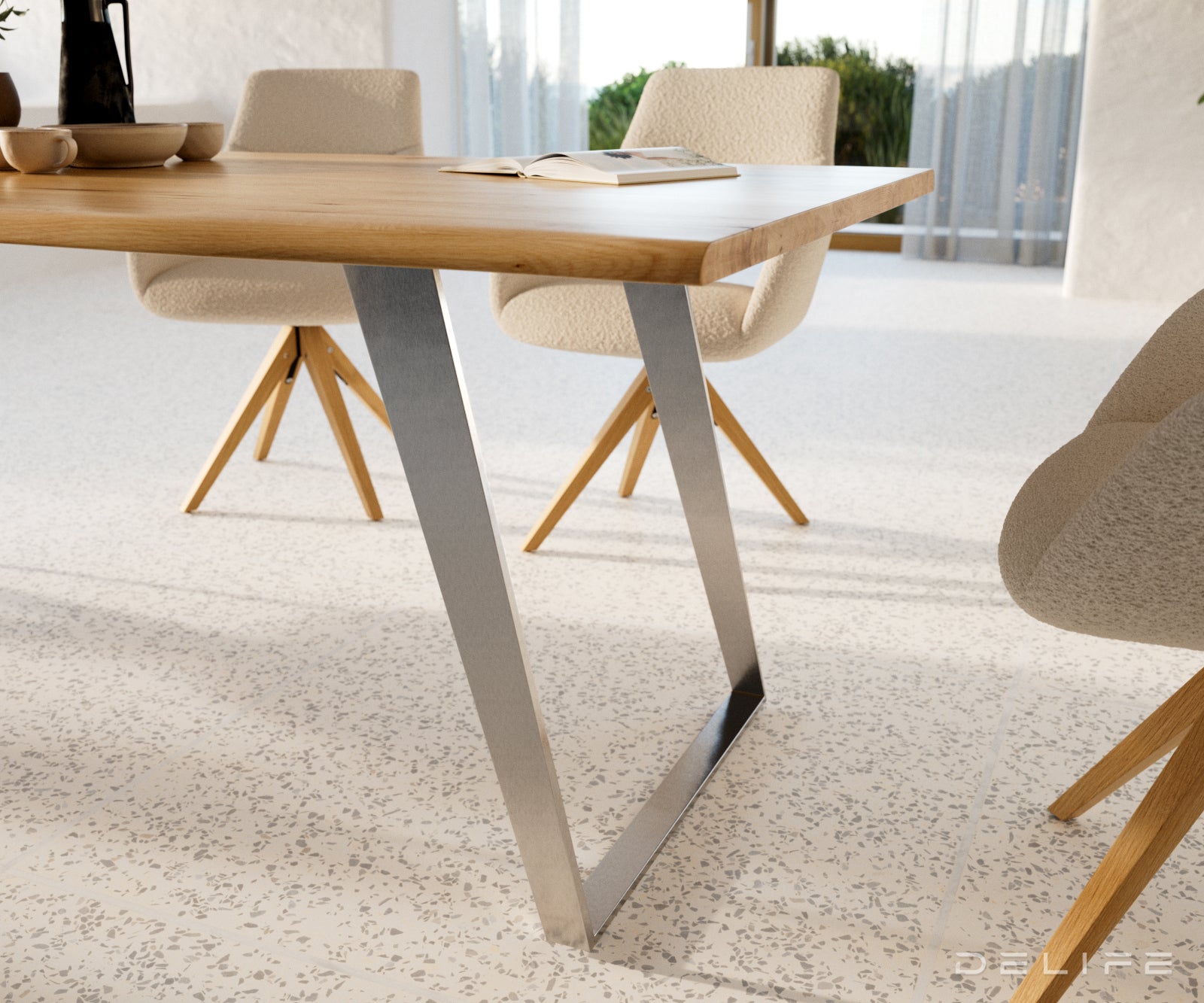 Jedilna miza Rob 200x100cm, Material: Hrast, Debelina mizne plošče: 3,2cm