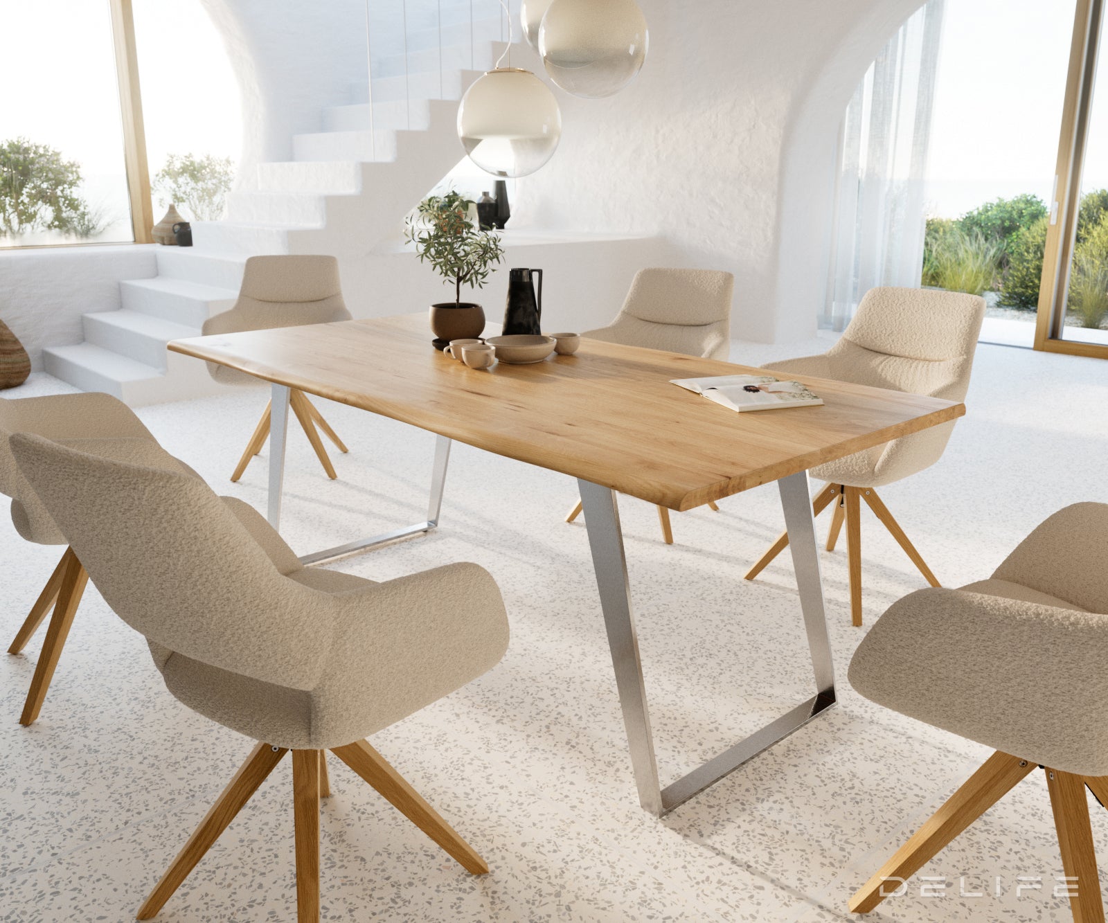 Jedilna miza Rob 200x100cm, Material: Hrast, Debelina mizne plošče: 3,2cm