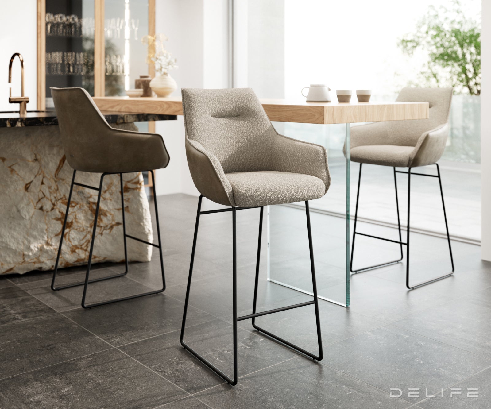 Barski stol Alja Flex, Material: Mikrofibra/Bukle