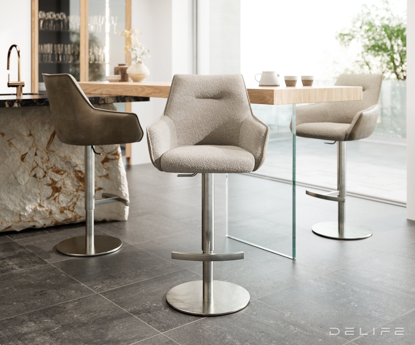 Barski stol Alja Flex, Material: Mikrofibra/Bukle