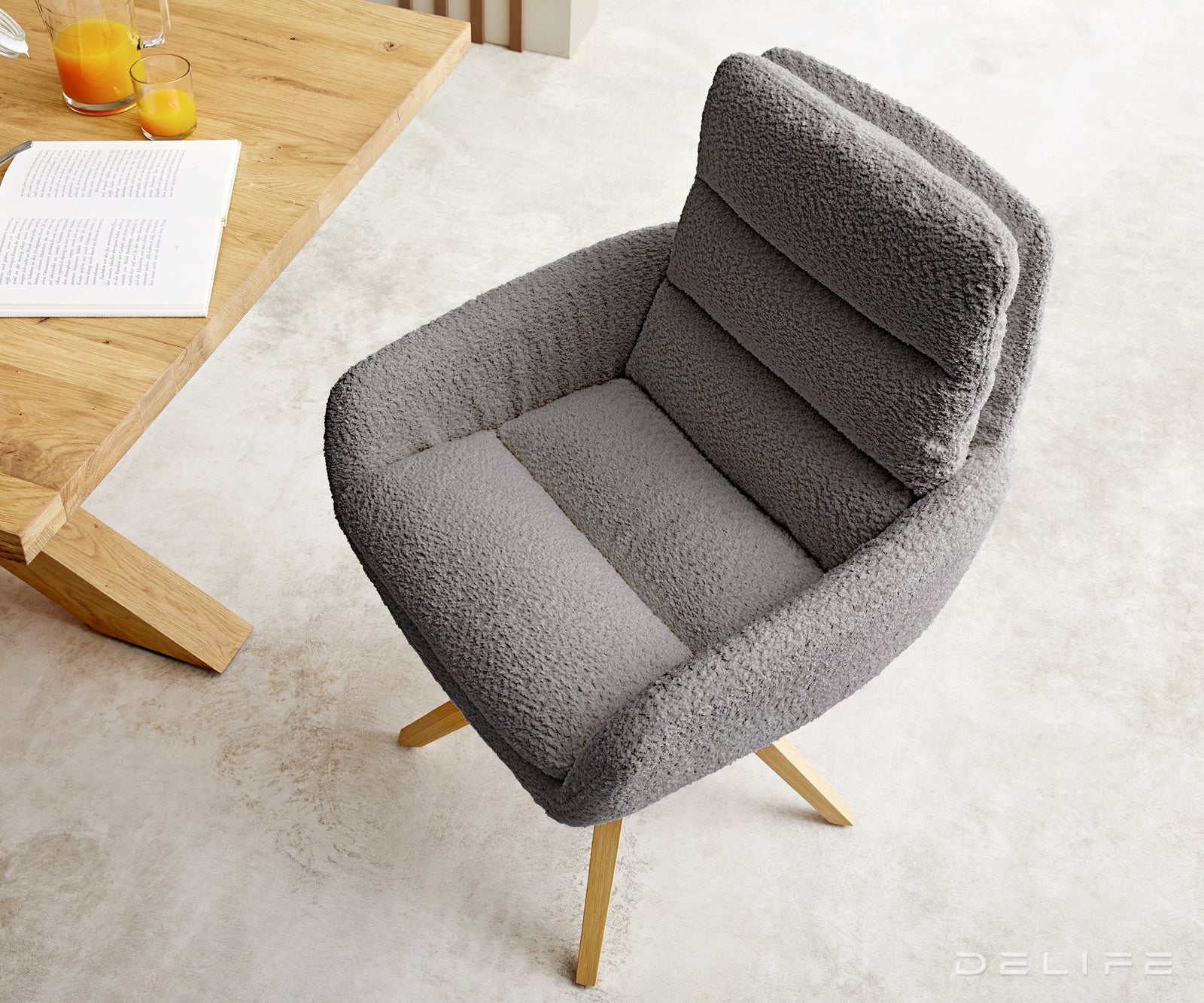 Jedilni stol Abelia z nasloni za roke, Material: Bukle