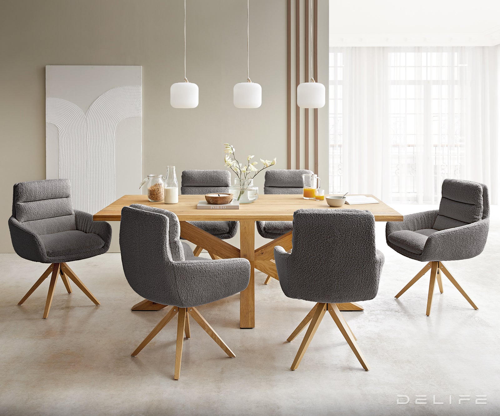 Jedilni stol Abelia z nasloni za roke, Material: Bukle