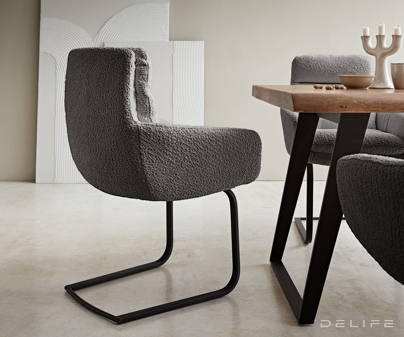 Jedilni stol Abelia z nasloni za roke, Material: Bukle